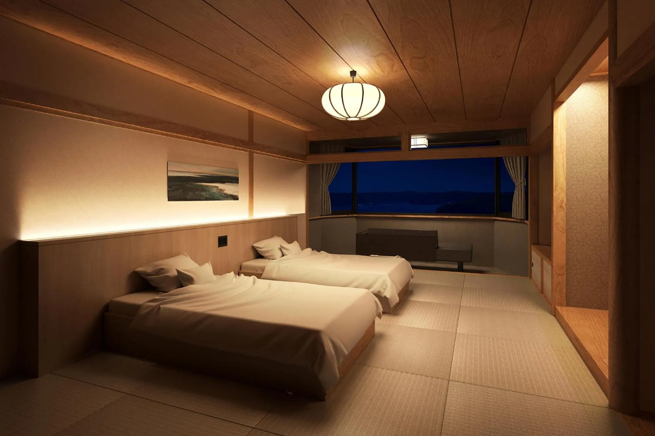 Photo of the whole room, Bed in Ooedo Onsen Monogatari Premium Shima Saichoraku