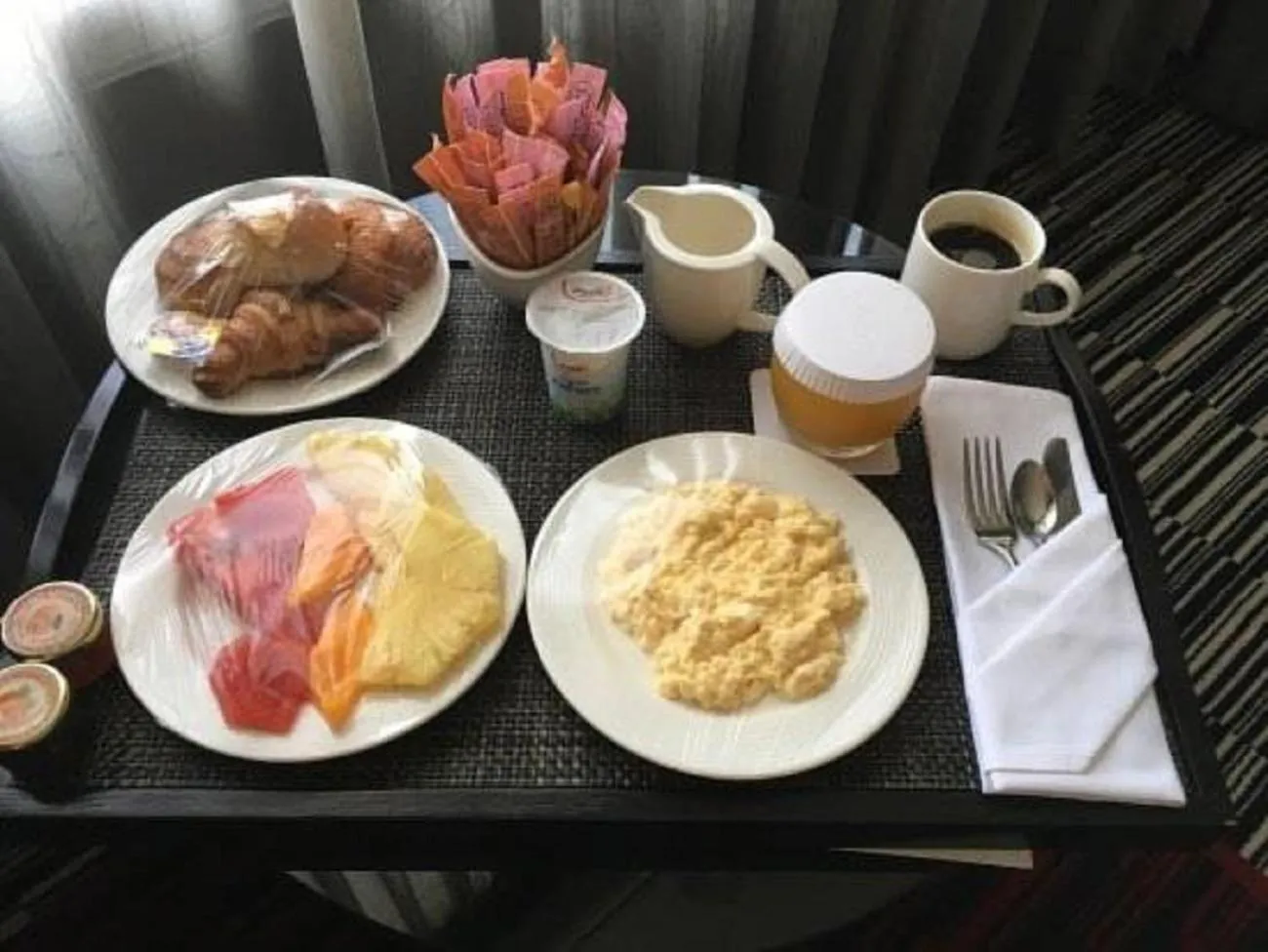 American breakfast in Radisson Blu Okoume Palace Hotel, Libreville