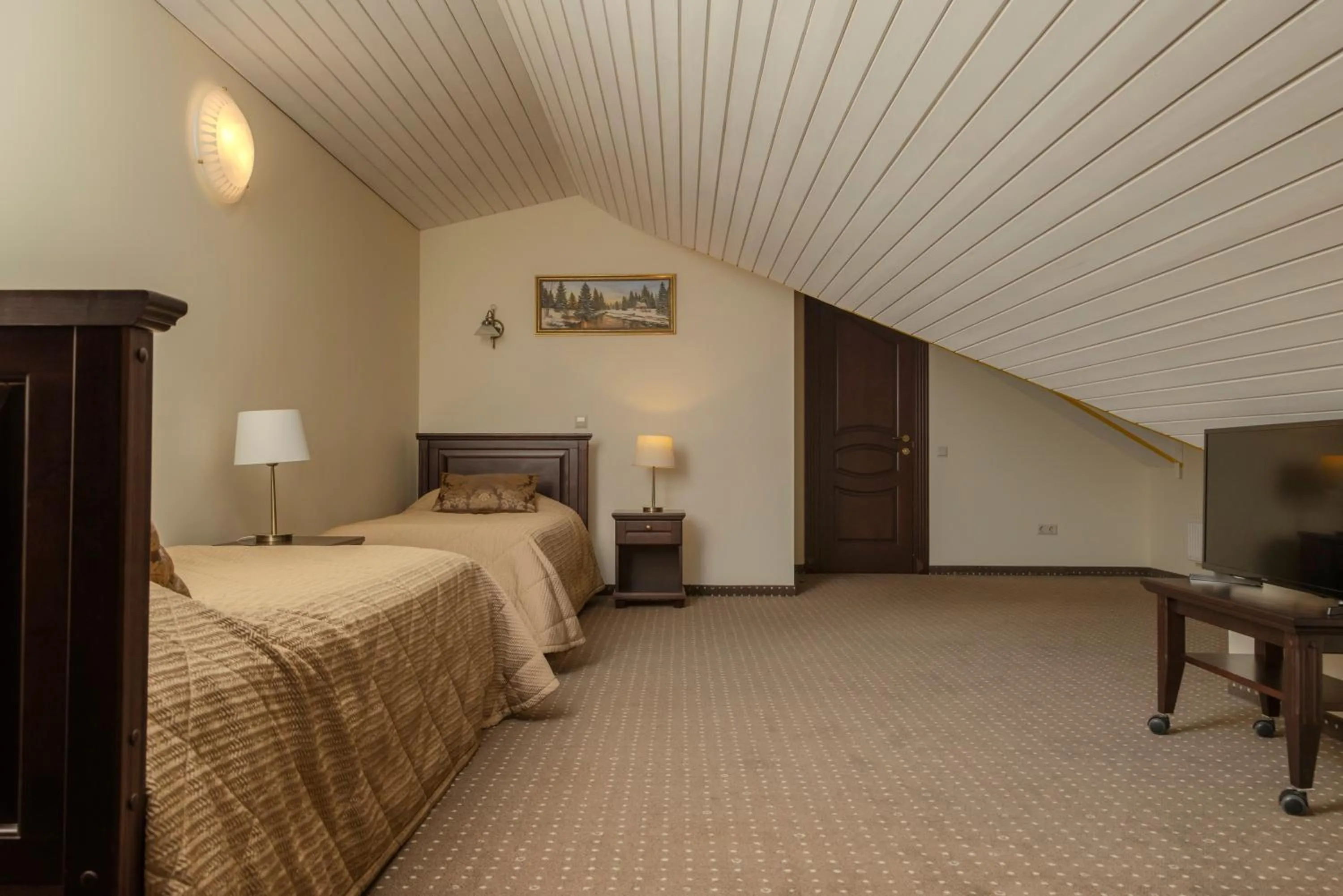 Communal lounge/ TV room, Bed in Pušynė