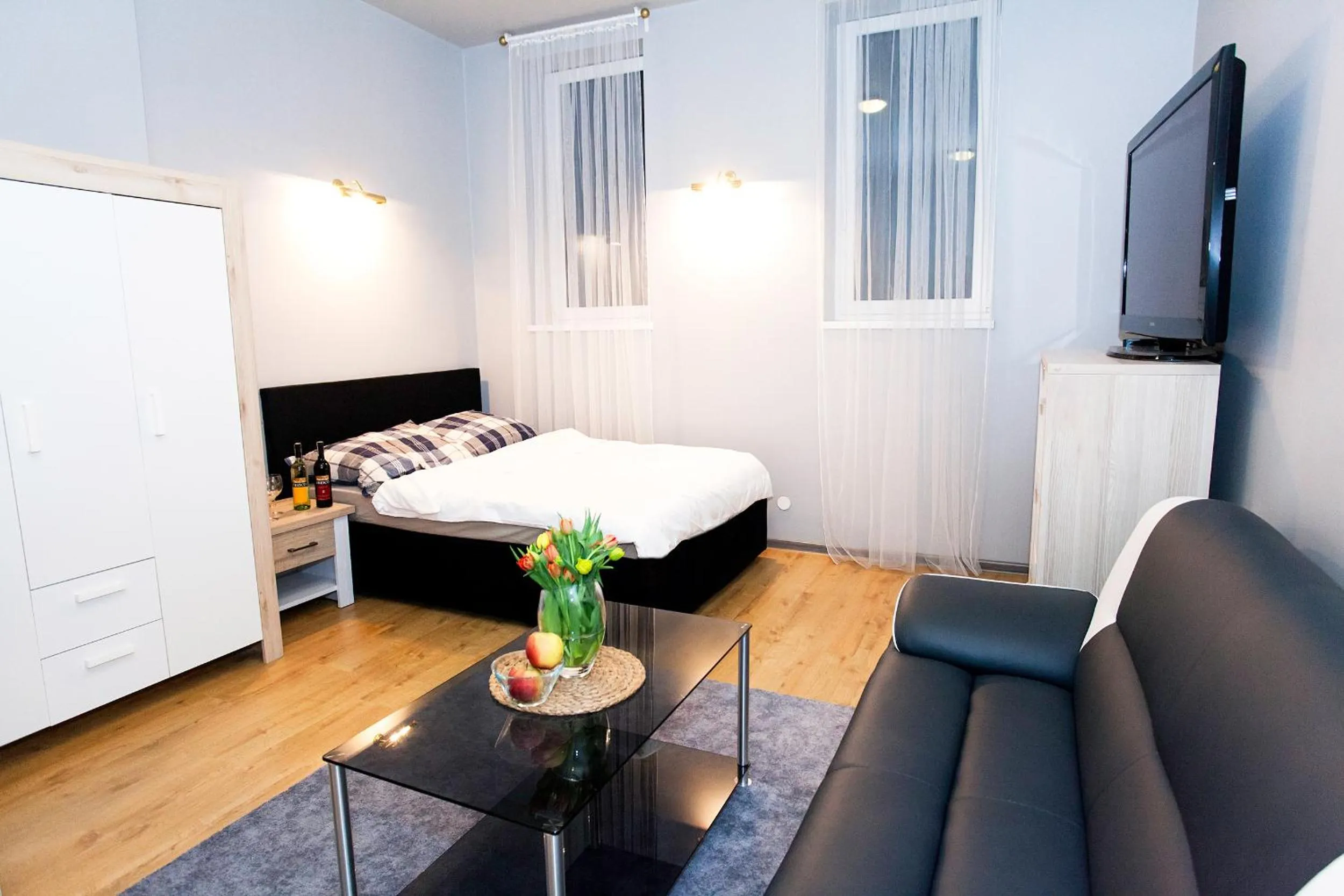 Bed in Studio Apartament Centrum Katowice