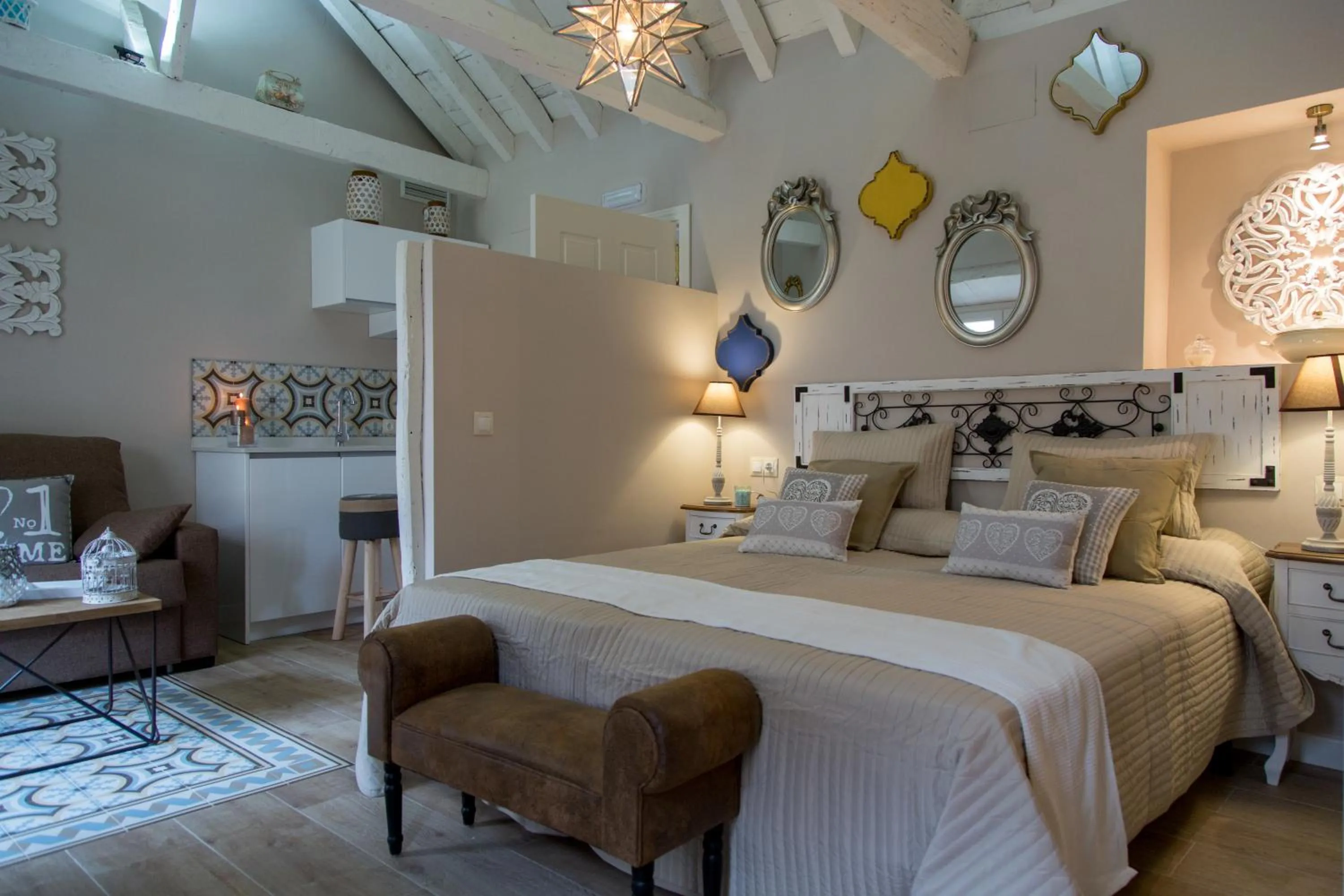 Kitchen or kitchenette, Bed in Palacio Almagra