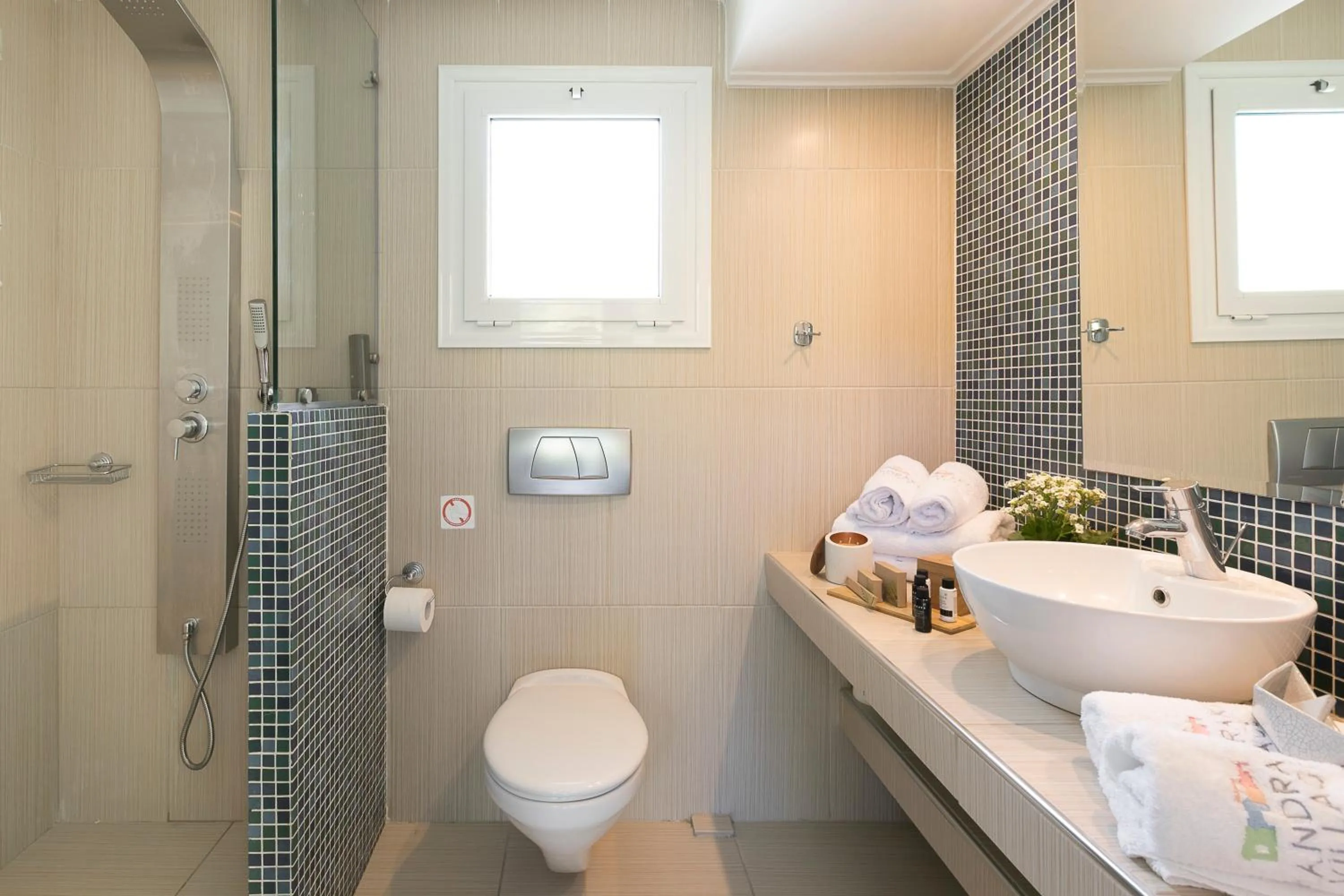 Bathroom in Mandraki Village Boutique Hotel