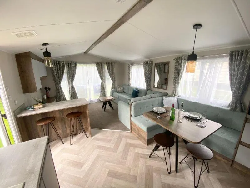 Living room in Widemouth Bay Caravan Park