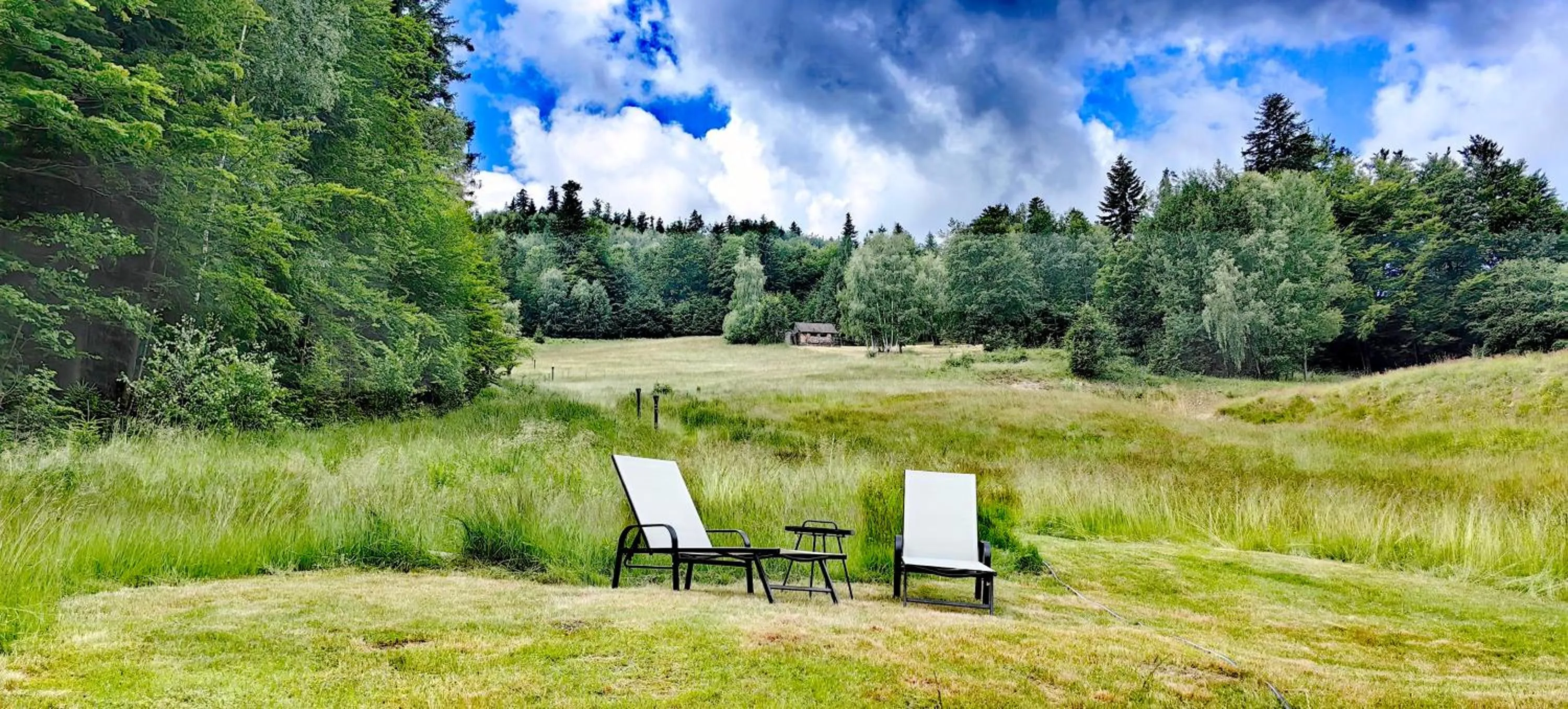 Garden view in Osada pod Beskidem- chatki całoroczne