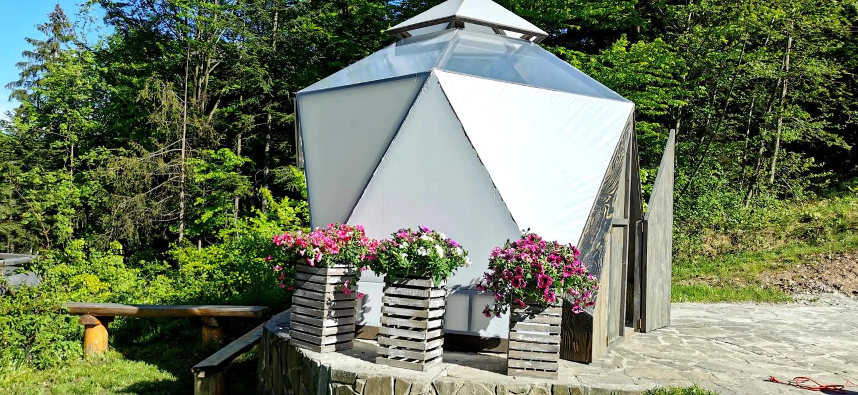 Balcony/Terrace in Osada pod Beskidem- chatki całoroczne