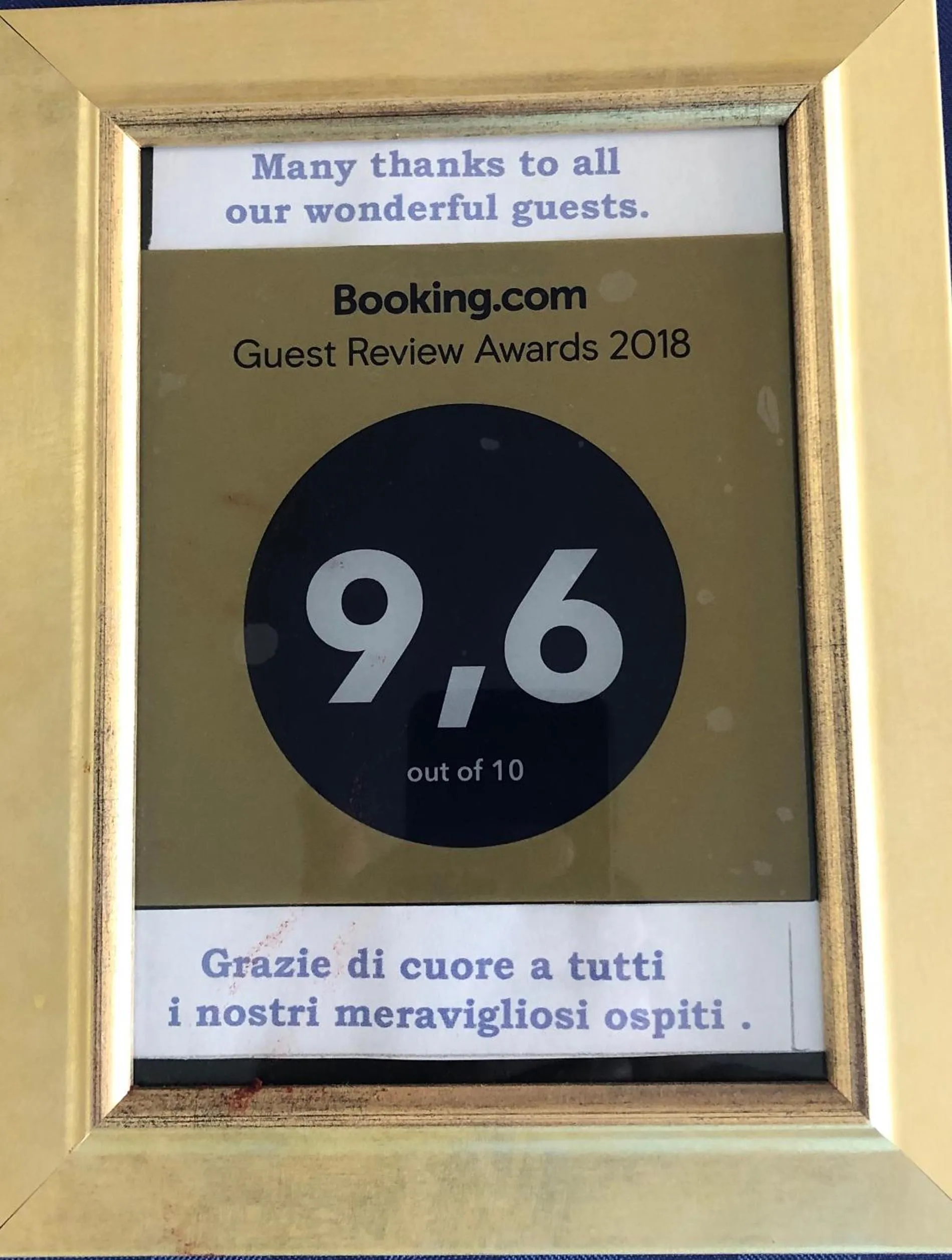 Certificate/Award in Casa Sulla Laguna