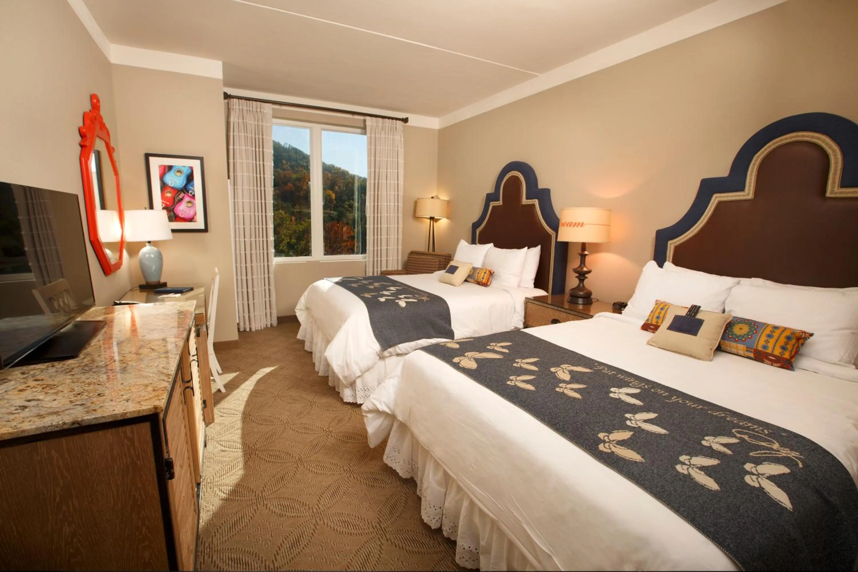 Bed in Dollywood's DreamMore Resort and Spa