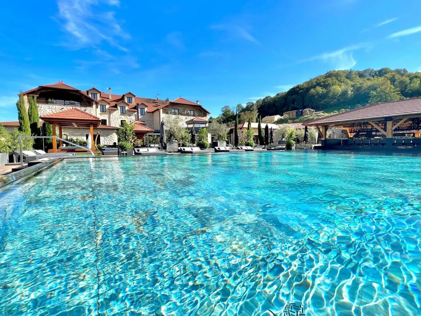 Pool view in Domaine de la Klauss & Spa, Restaurant Gastronomique Le K