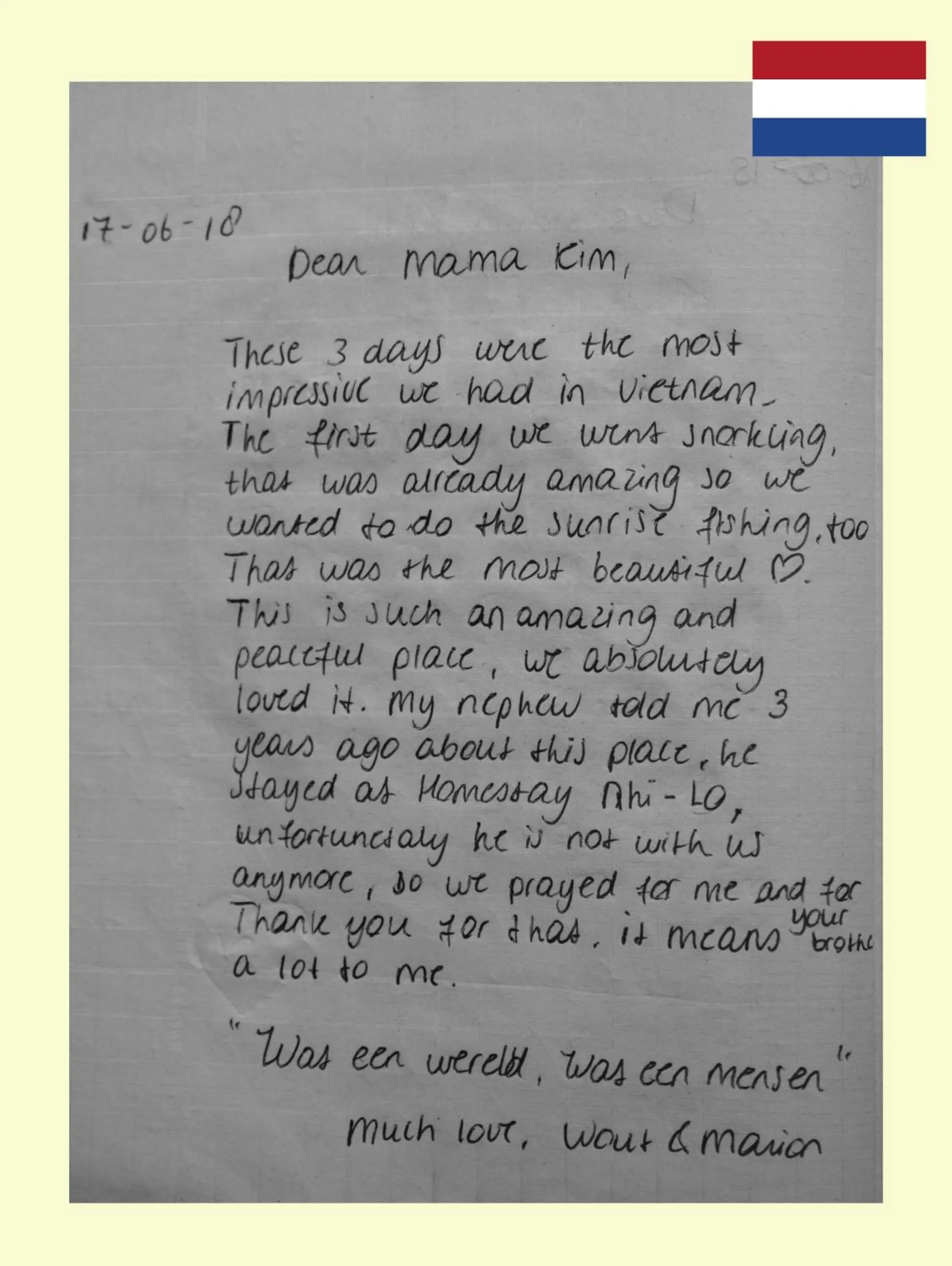 Certificate/Award in Cham Island Smiles Homestay