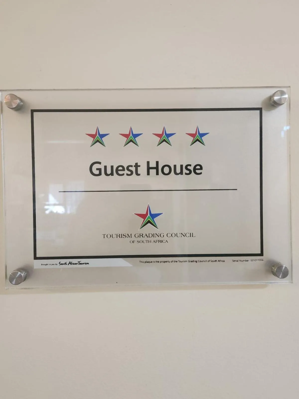 Certificate/Award in Hillton Manor Guest House