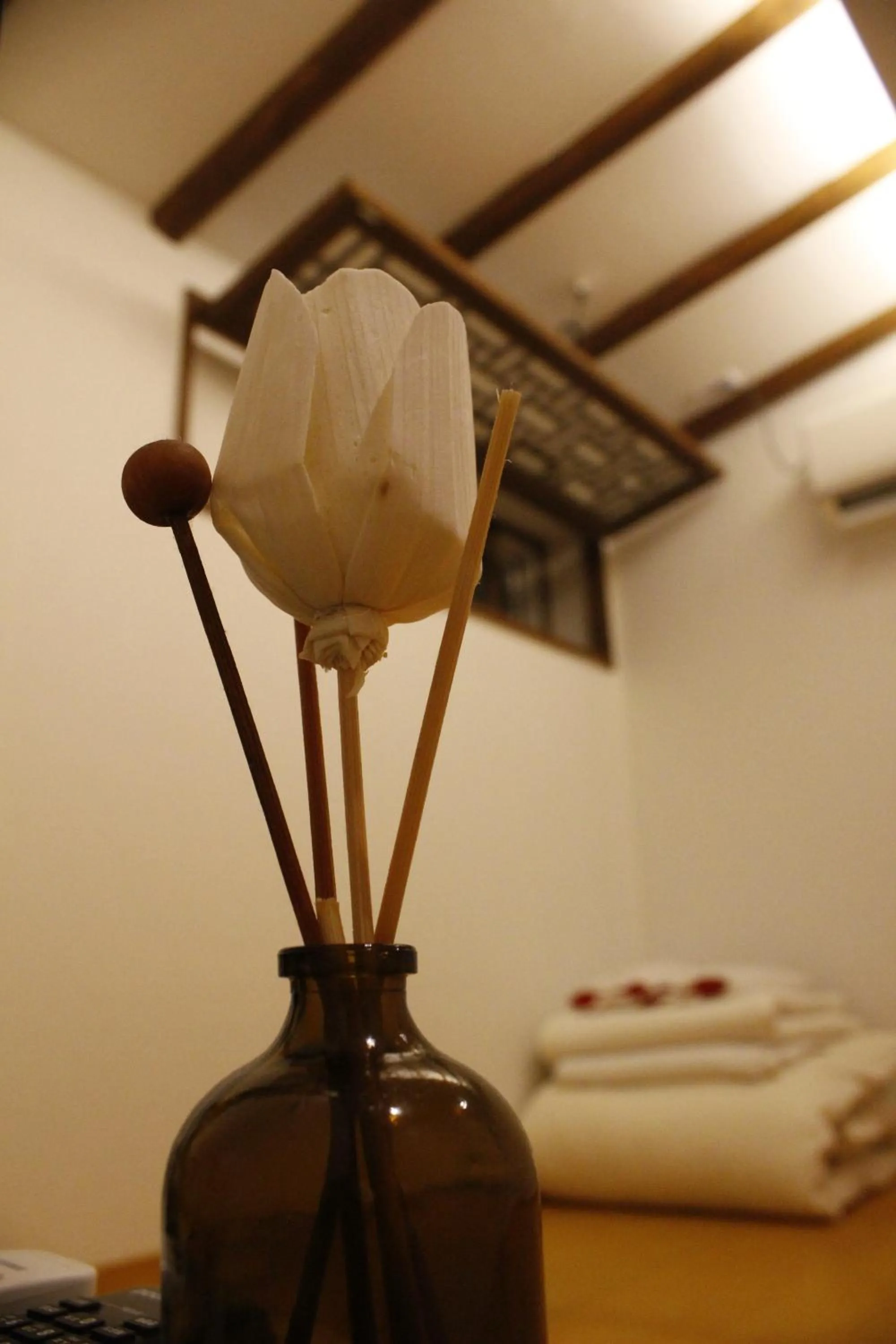 Decorative detail, Bed in Sungsim Hanok Guesthouse