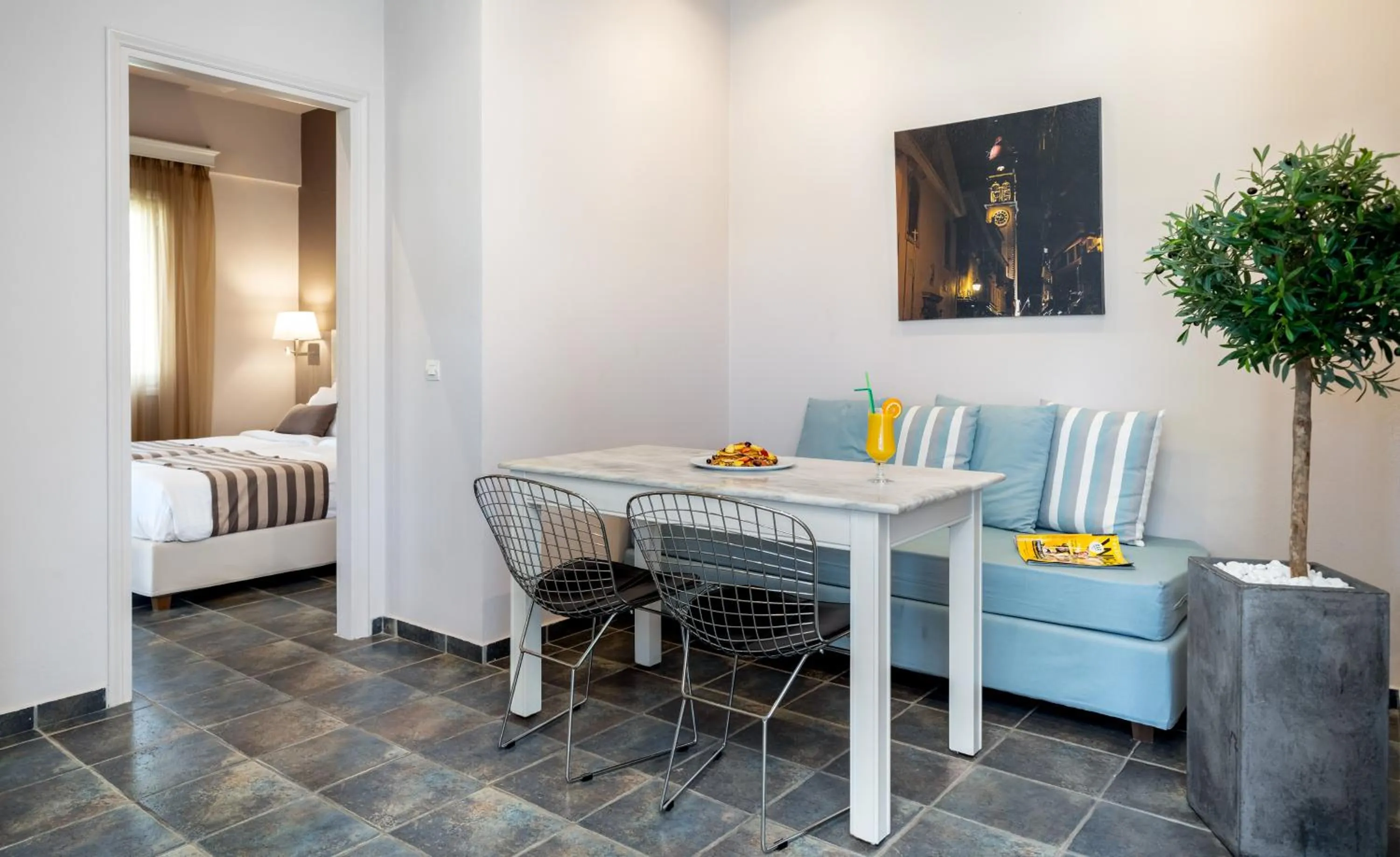 Dining area, Bed in Acharavi Beach Hotel