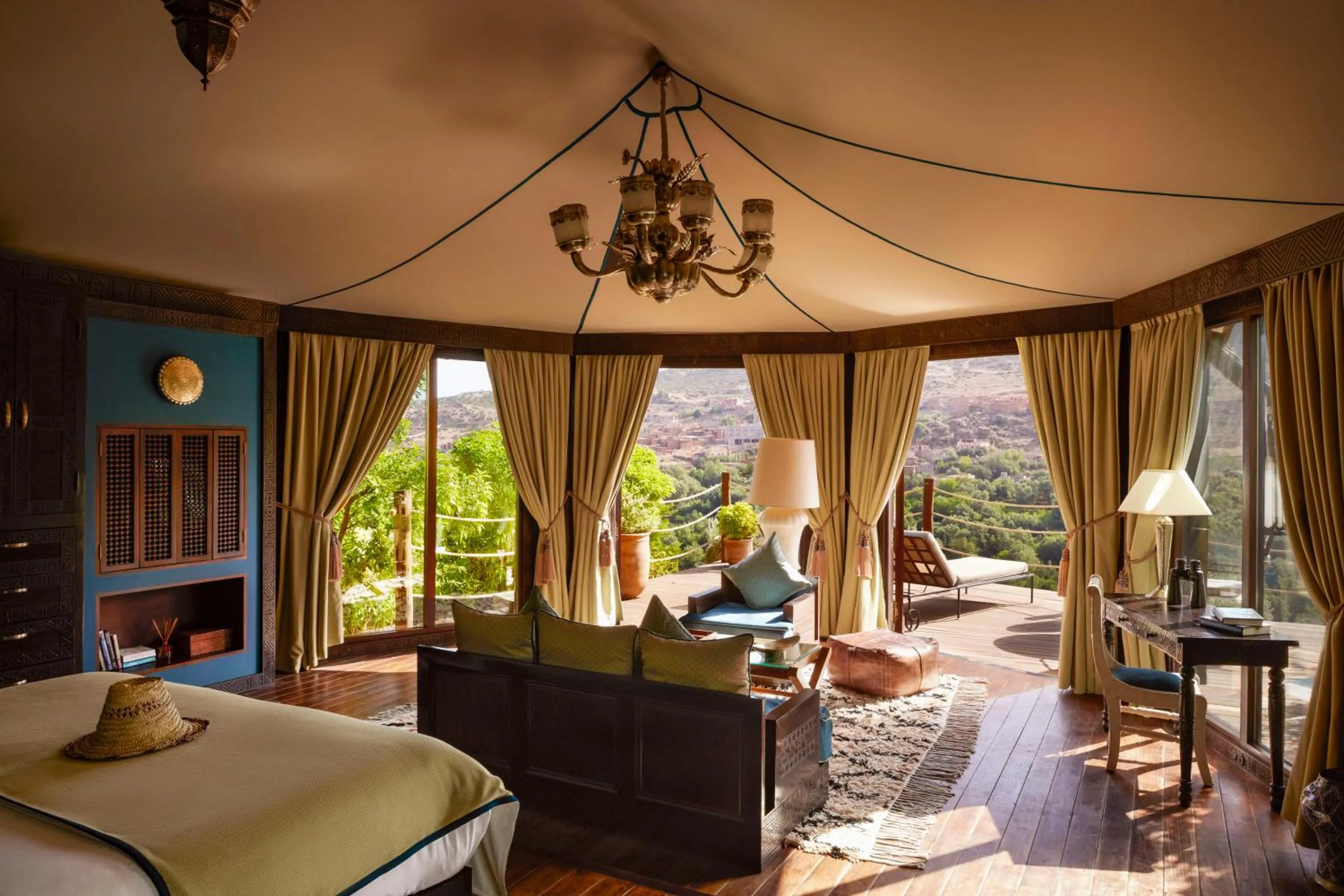 View (from property/room), Bed in Kasbah Tamadot - Sir Richard Branson's Moroccan Retreat