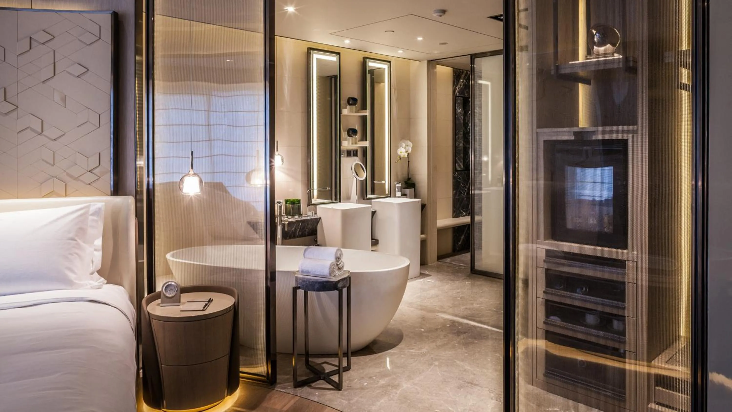 Bathroom, Bed in InterContinental Beijing Sanlitun by IHG