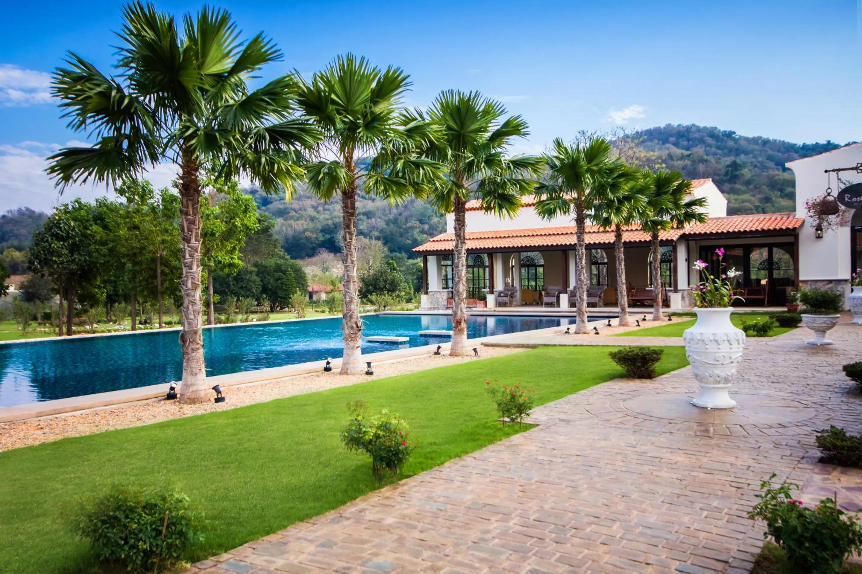 Pool view in Mela Garden Retreat Cottage
