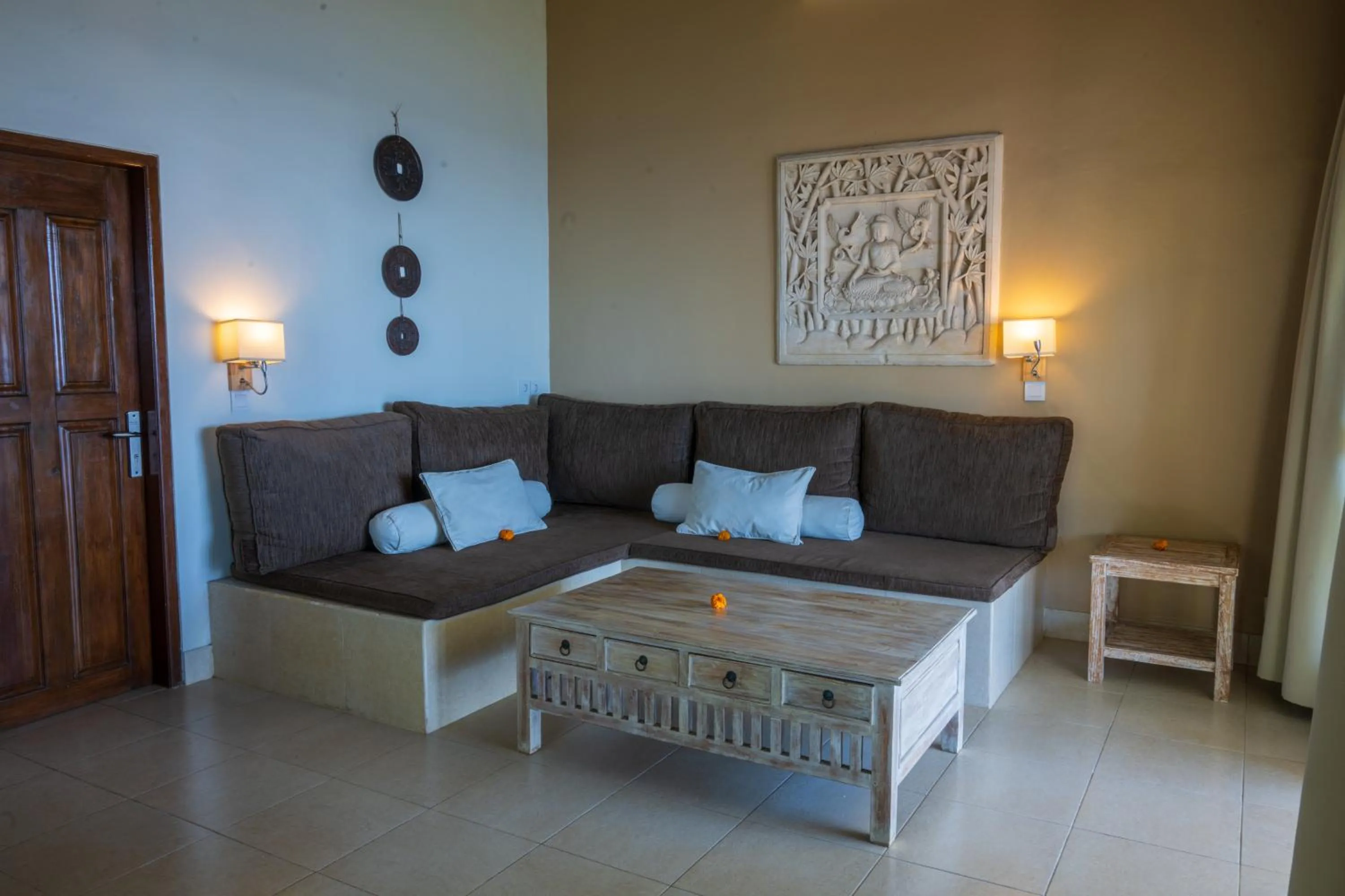 Living room, Bed in Relax Bali Dive & SPA ocean front resort