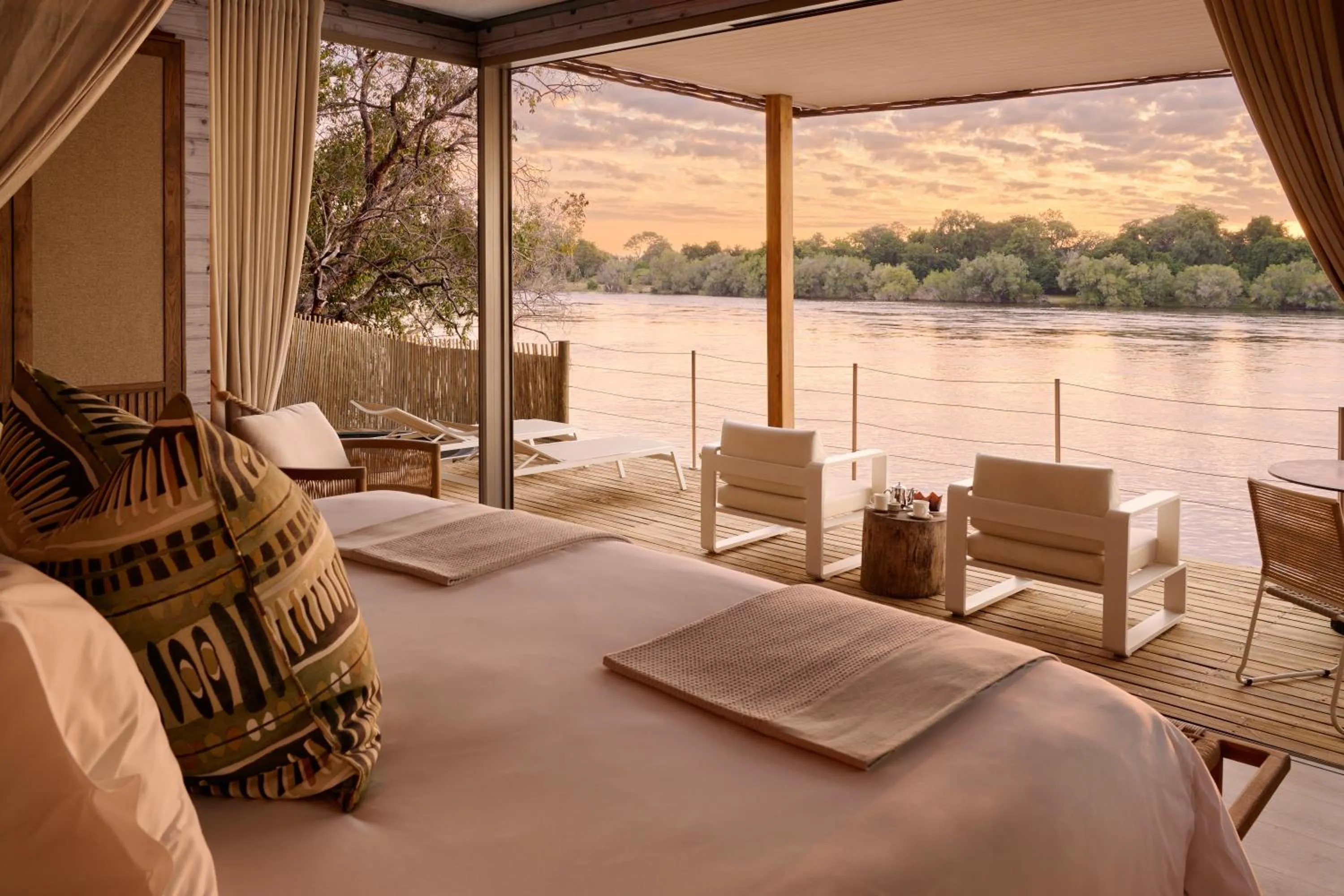 Bed in Victoria Falls River Lodge