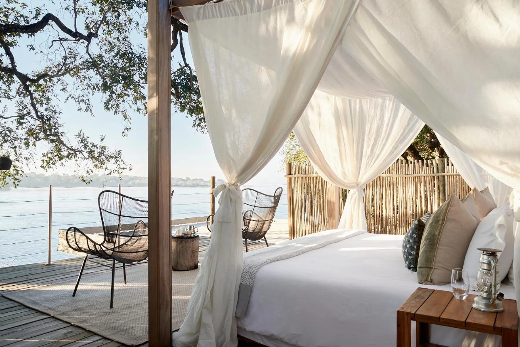 River view, Bed in Victoria Falls River Lodge