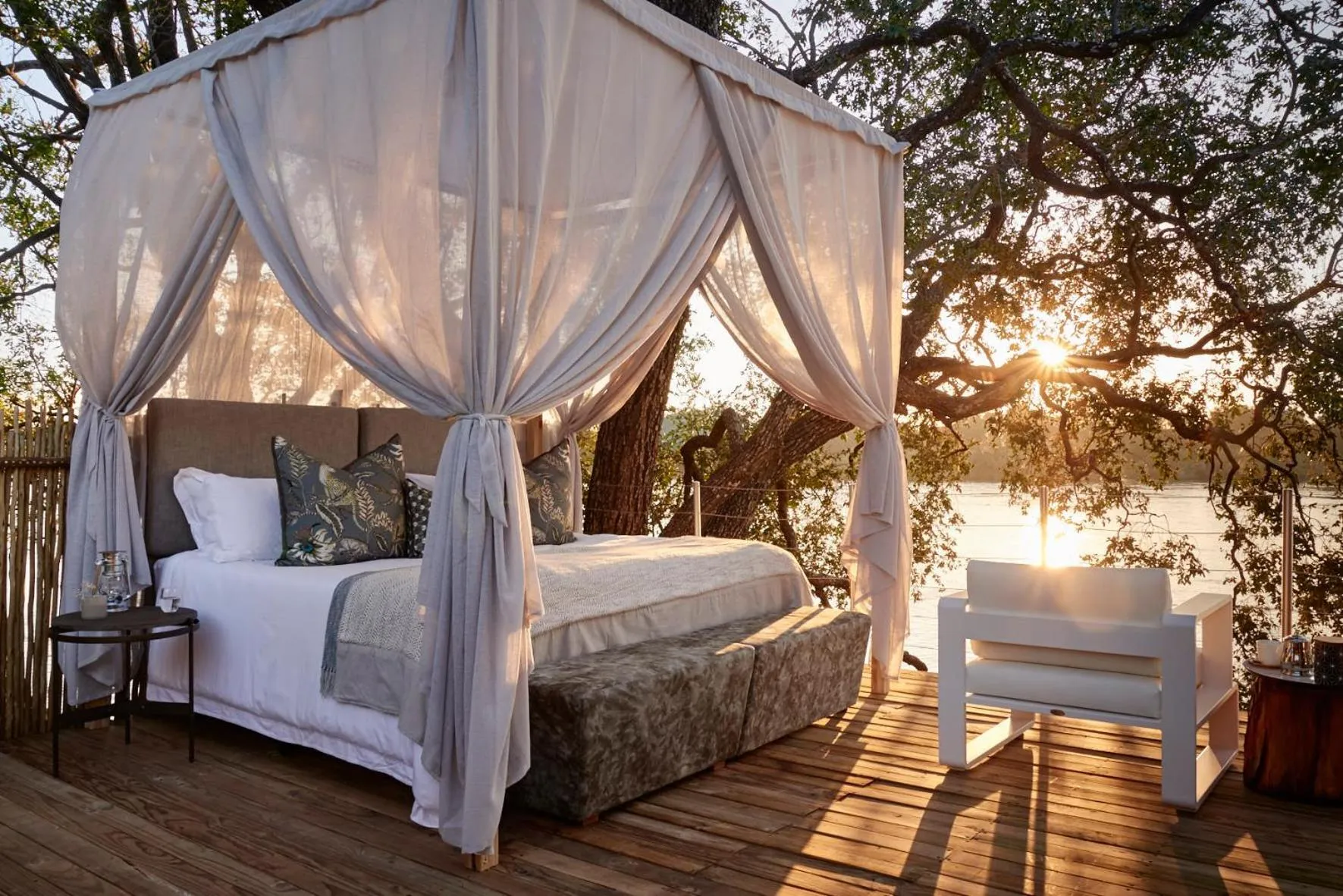 Bed in Victoria Falls River Lodge
