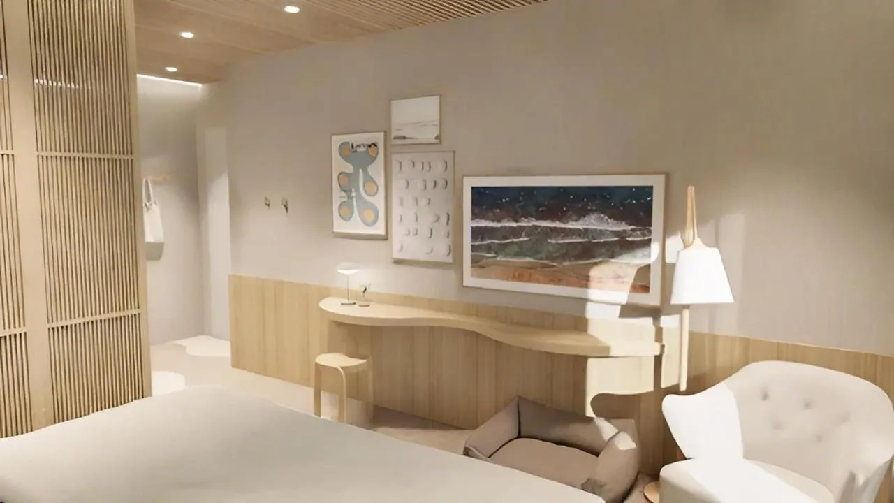 Seating area, Bed in Bude54