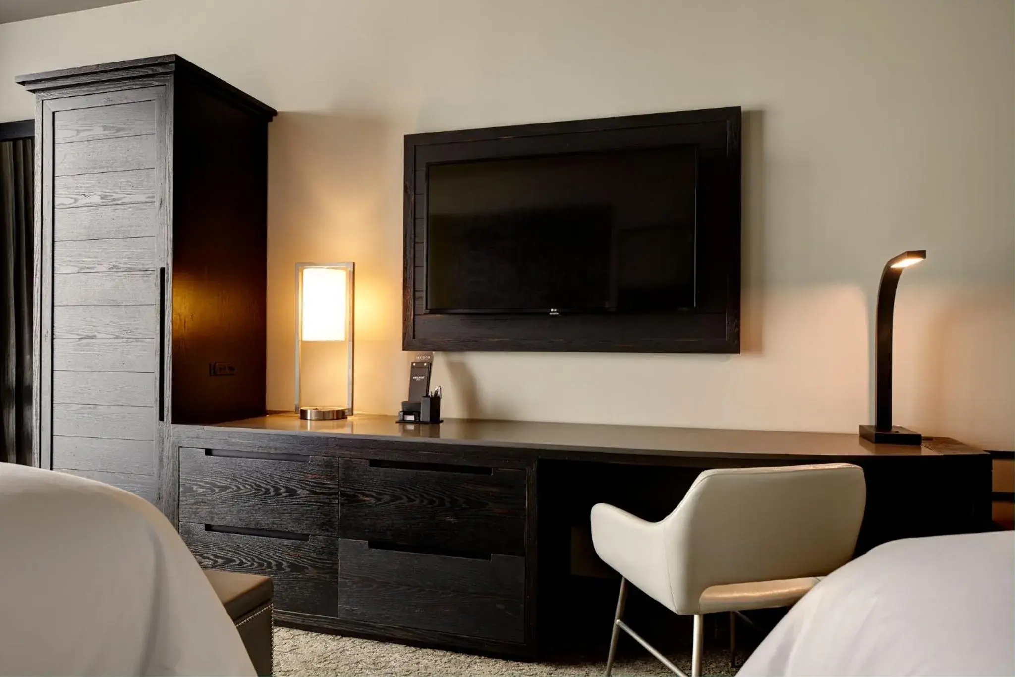 Double Queen Mobility- and Hearing-Accessible Guest Room With Roll-in Shower in Archer Hotel Austin Double Queen Mobility- and Hearing-Accessible Guest Room With Roll-in Shower in Archer Hotel Austin