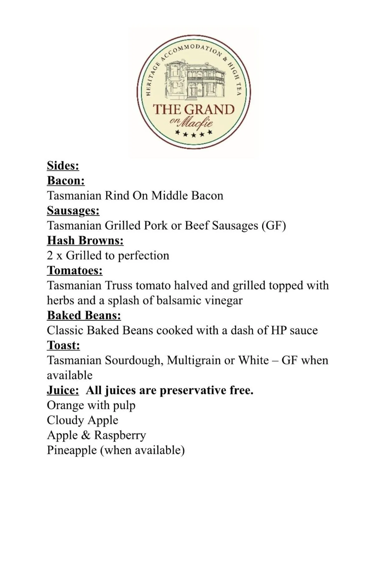 Breakfast in The Grand On Macfie