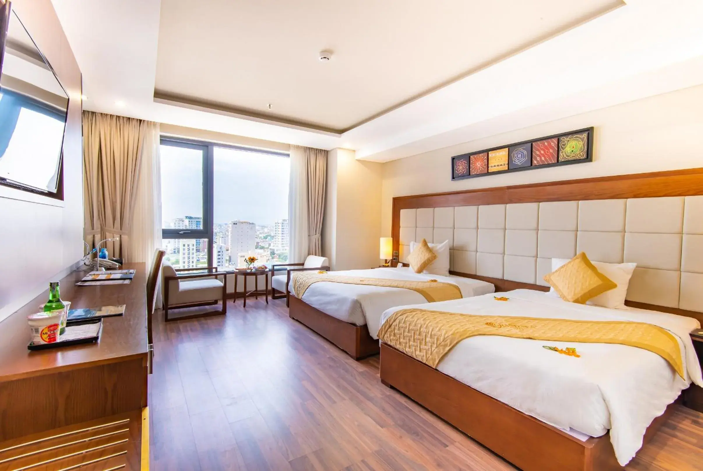 Family Deluxe Room with One Queen & One Double Bed and City View in Grand Sea Hotel Danang Family Deluxe Room with One Queen & One Double Bed and City View in Grand Sea Hotel Danang