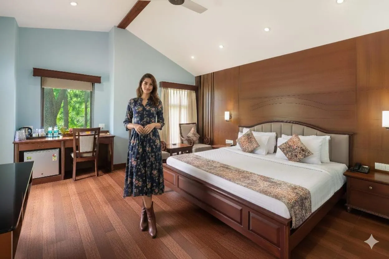 Bed in Amantra Shilpi Resort & Spa Udaipur