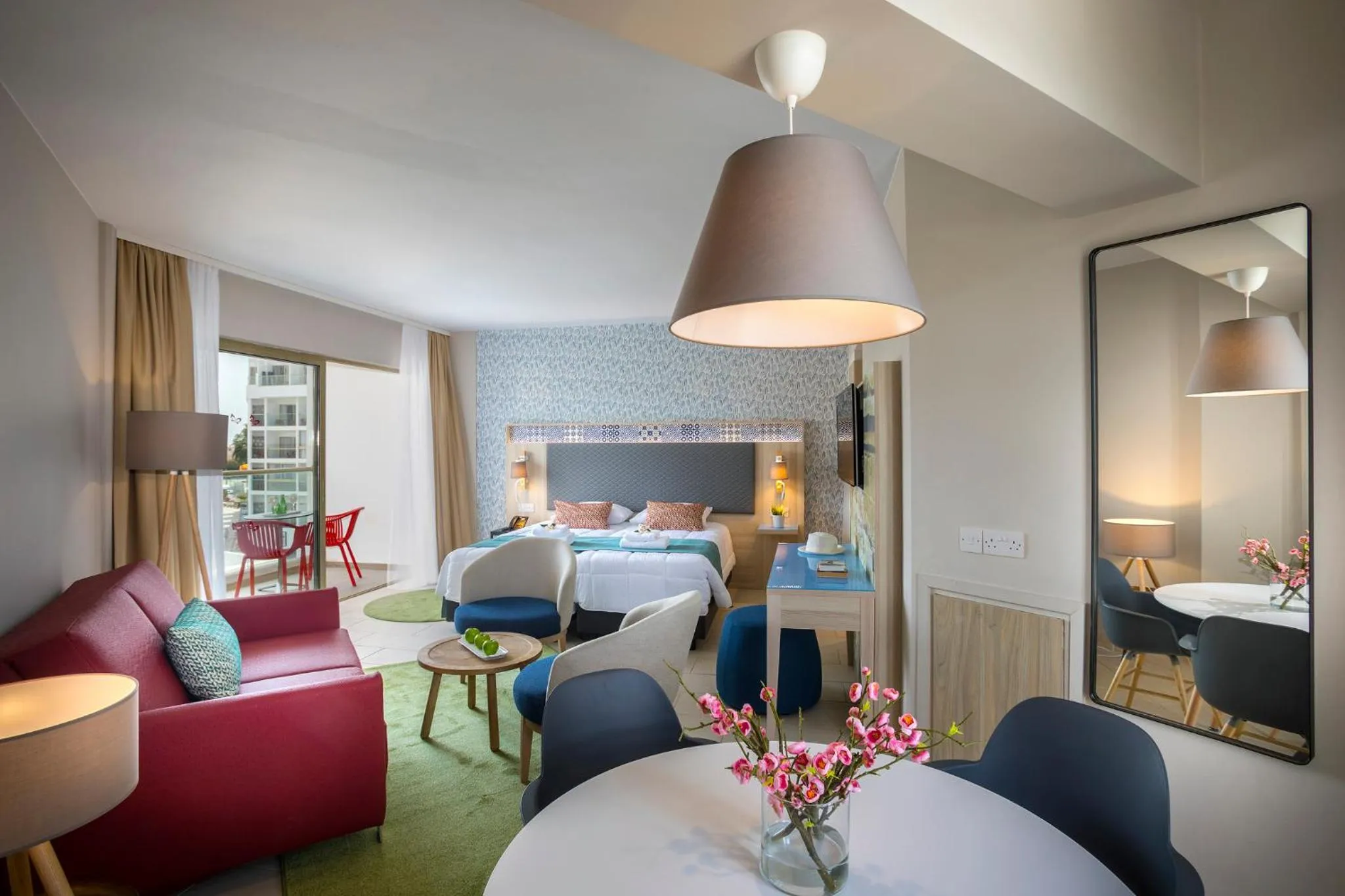 Seating area, Bed in Leonardo Laura Beach & Splash Resort