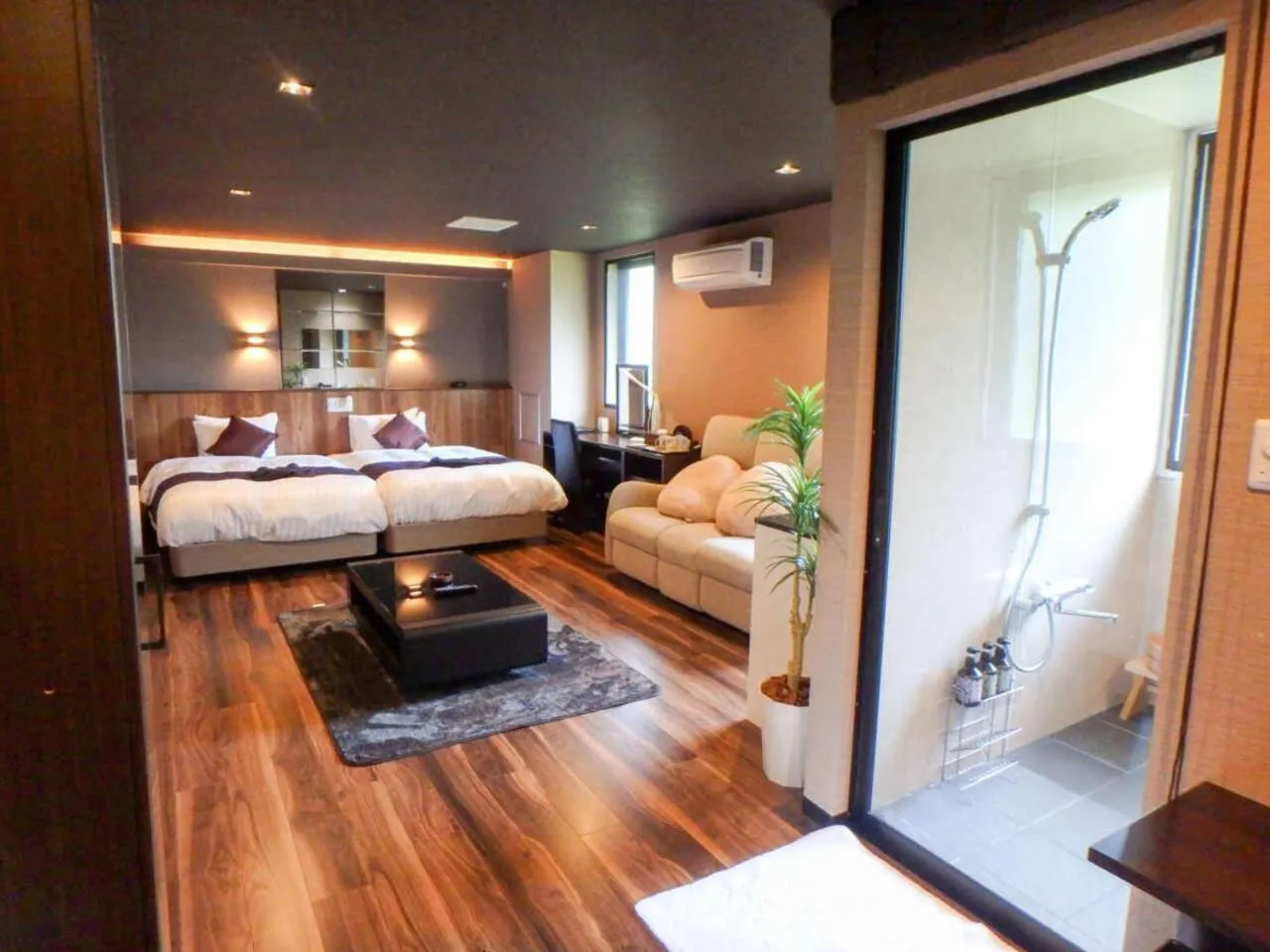 Bathroom, Bed in LiVEMAX RESORT Aki Miyahama Onsen