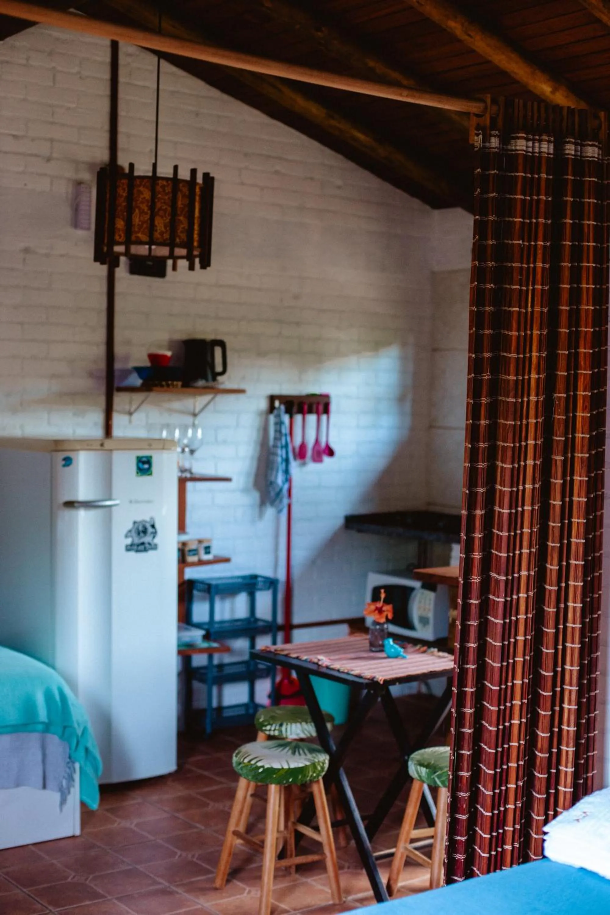Kitchen or kitchenette, Bed in Pousada Villa Seychelles