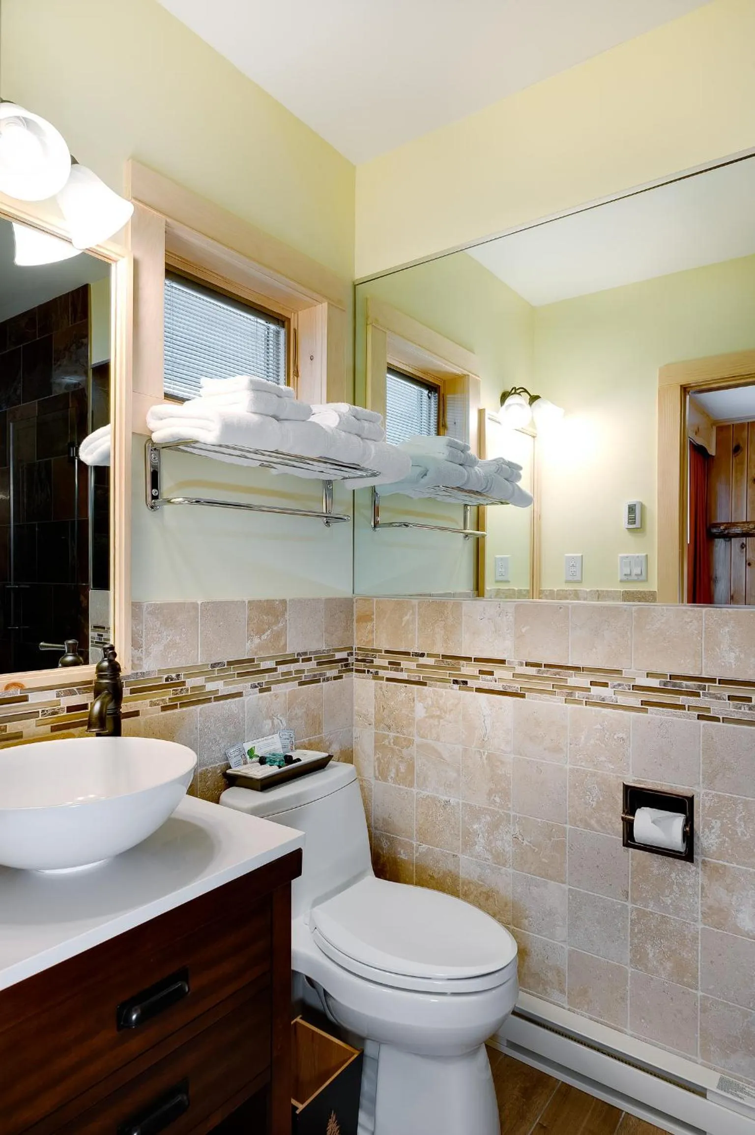 Toilet in Adirondack Spruce Lodge