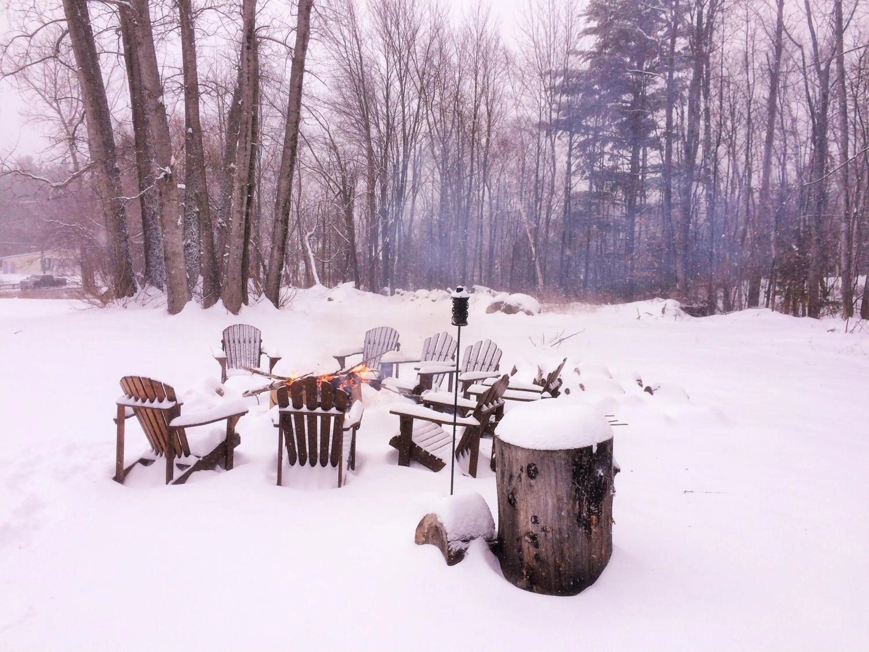 Winter in Adirondack Spruce Lodge