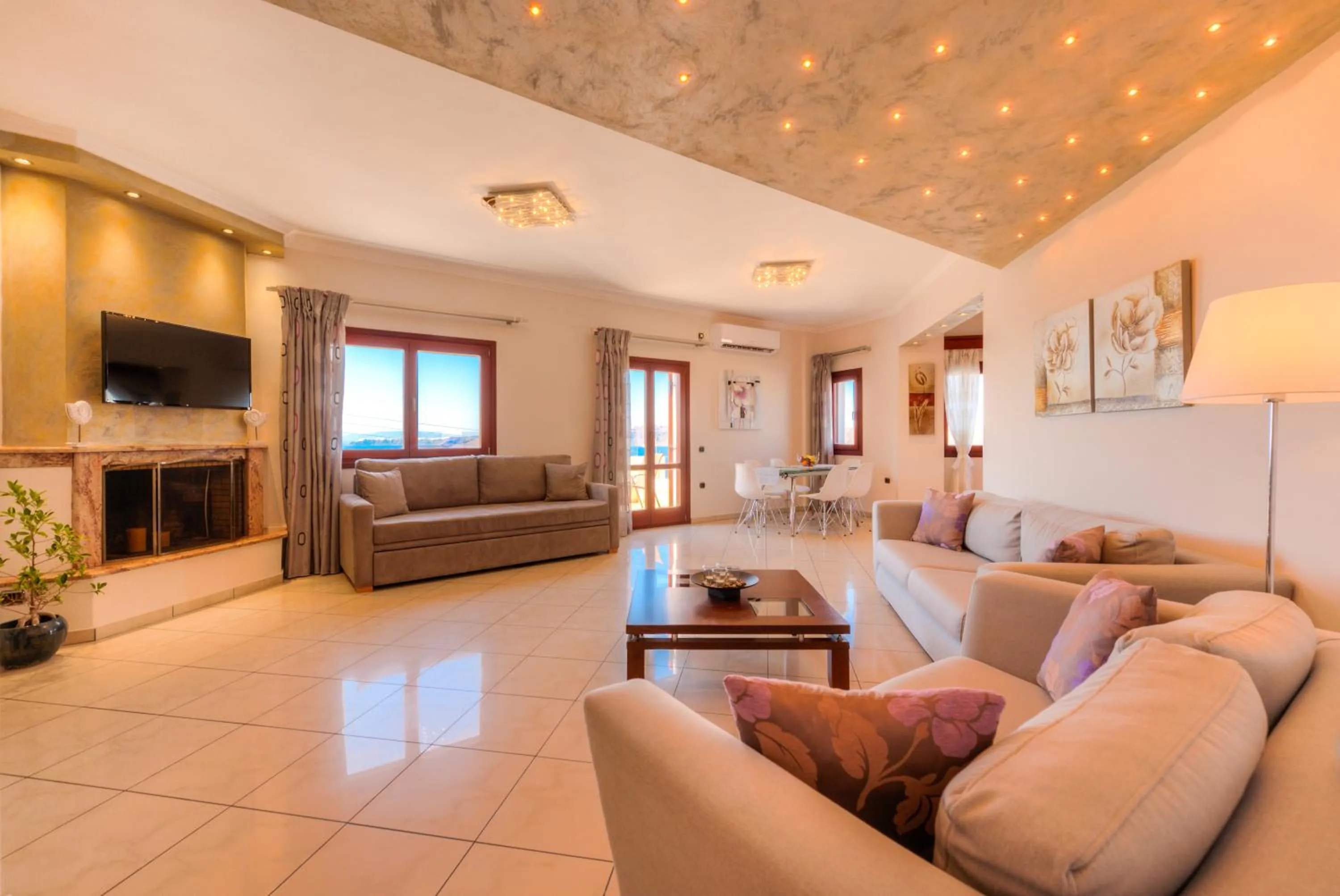 Living room in Akrotiri Apartments