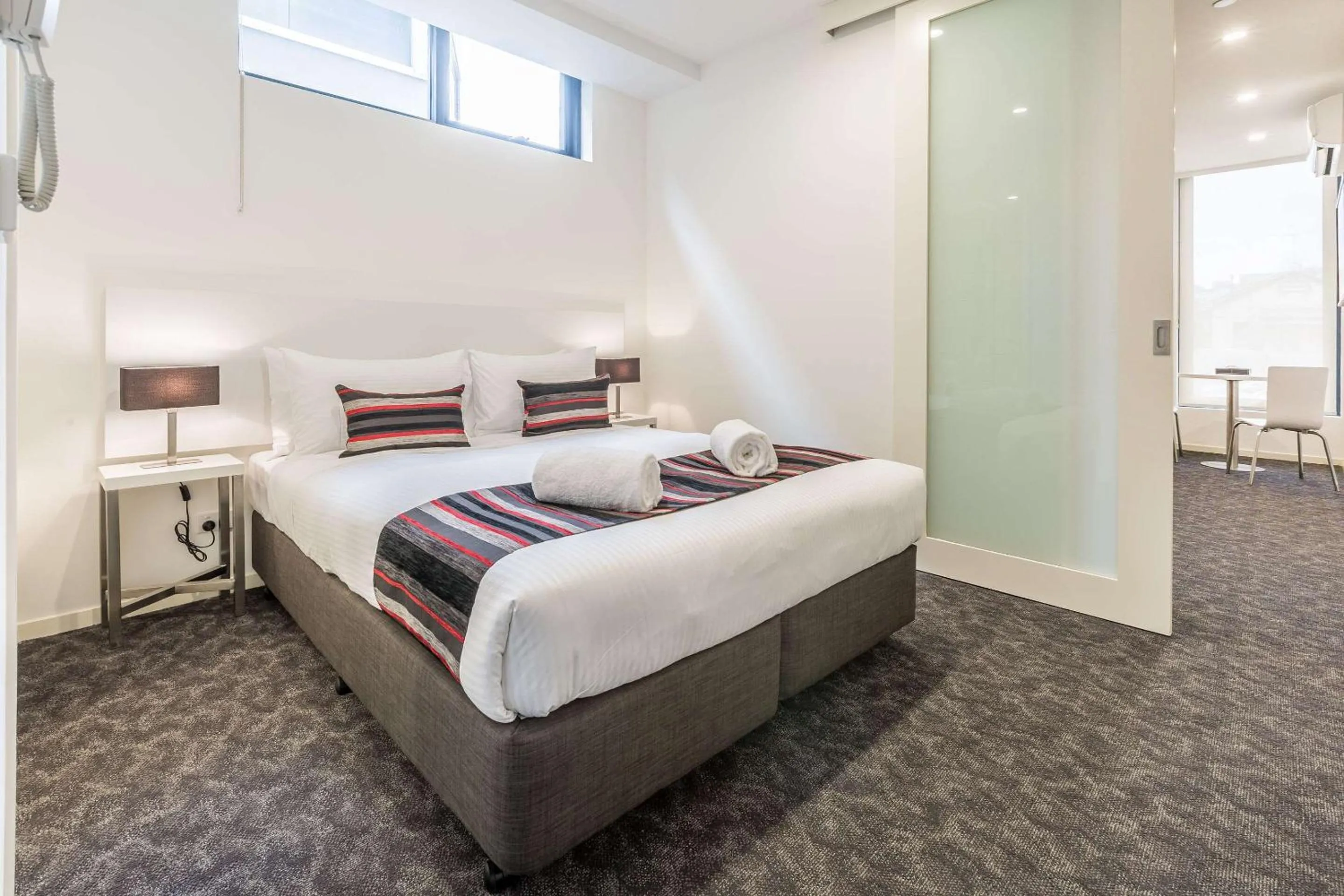 Bedroom, Bed in Comfort Apartments Box Hill