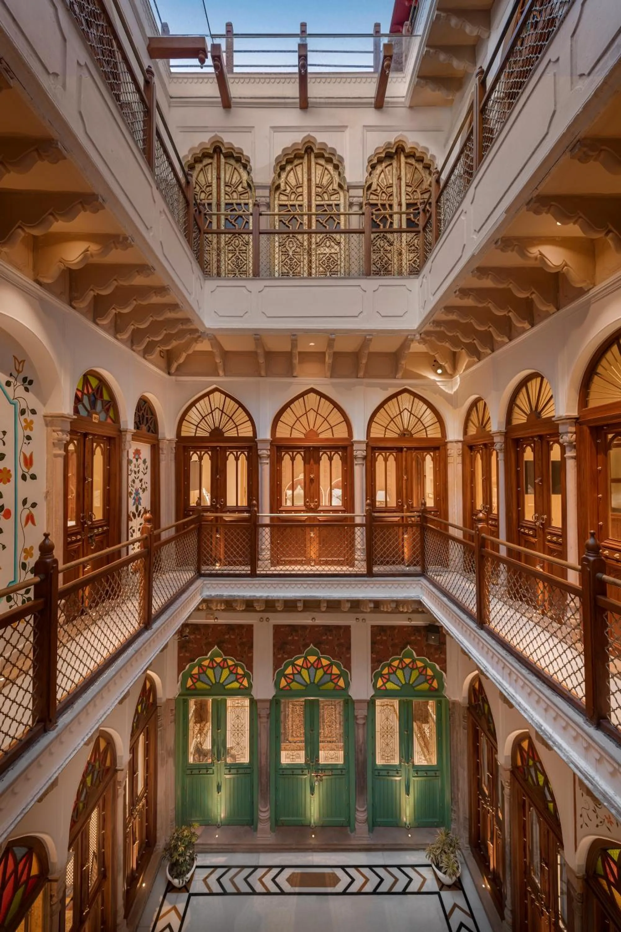 Inner courtyard view in Haveli Dharampura & Golden Haveli- UNESCO awarded Boutique Heritage Hotel