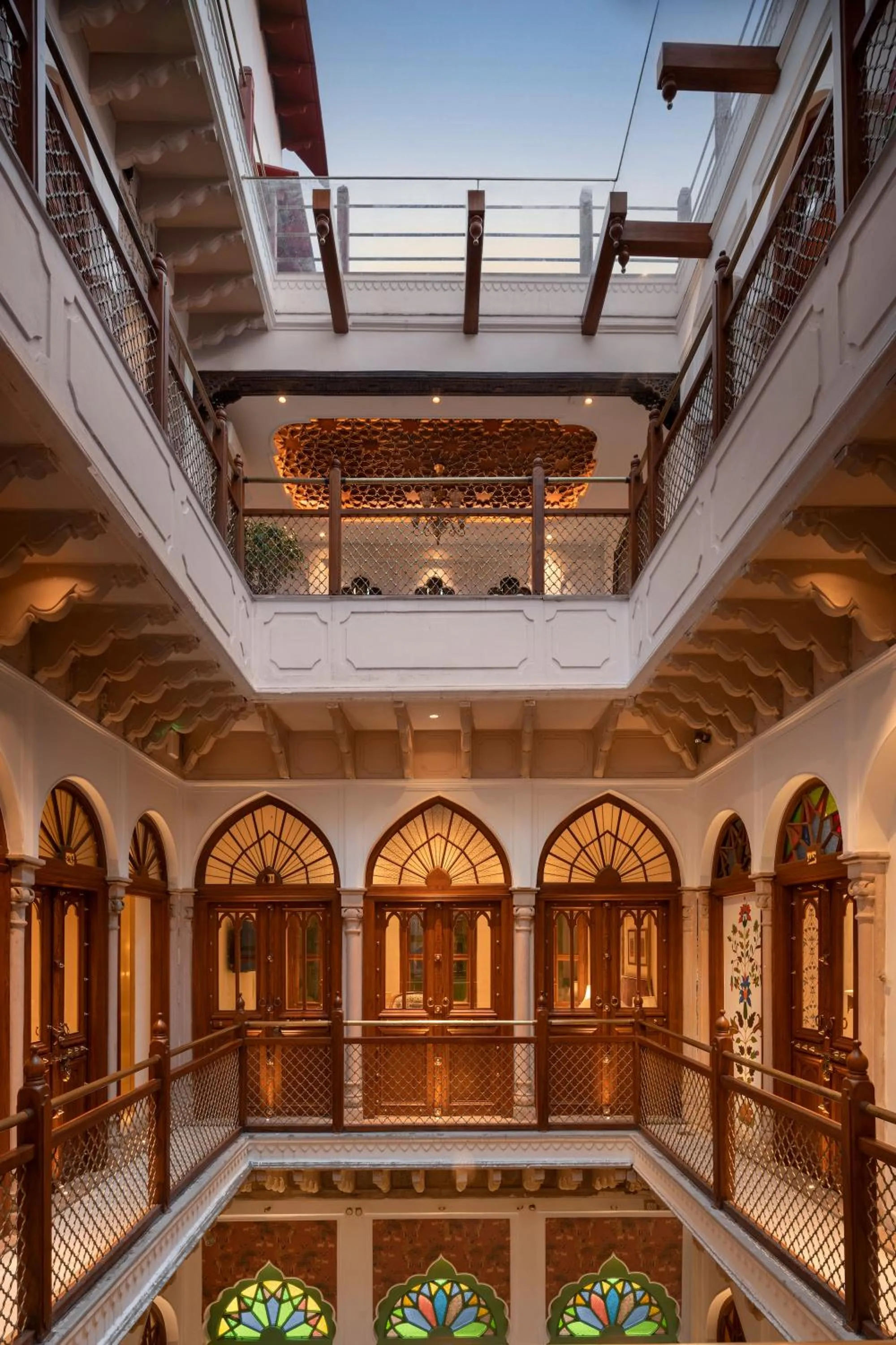 Inner courtyard view in Haveli Dharampura & Golden Haveli- UNESCO awarded Boutique Heritage Hotel