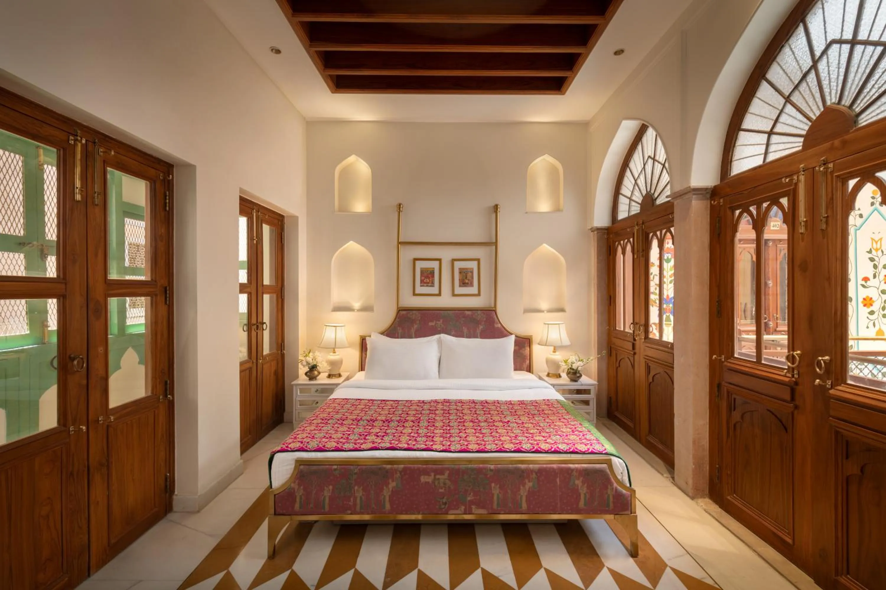 Photo of the whole room, Bed in Haveli Dharampura & Golden Haveli- UNESCO awarded Boutique Heritage Hotel