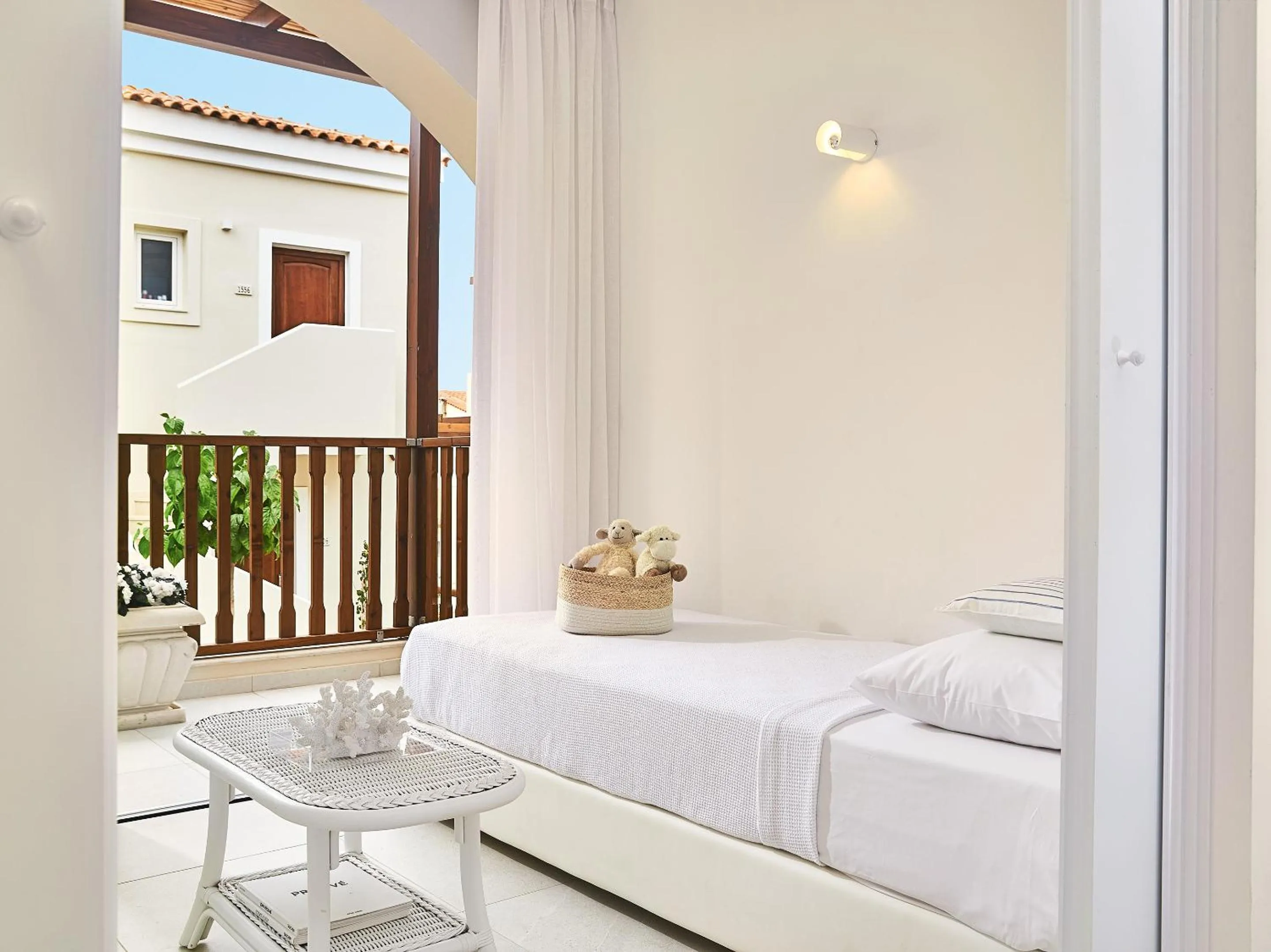 View (from property/room), Bed in Grecotel Marine Palace & Aqua Park