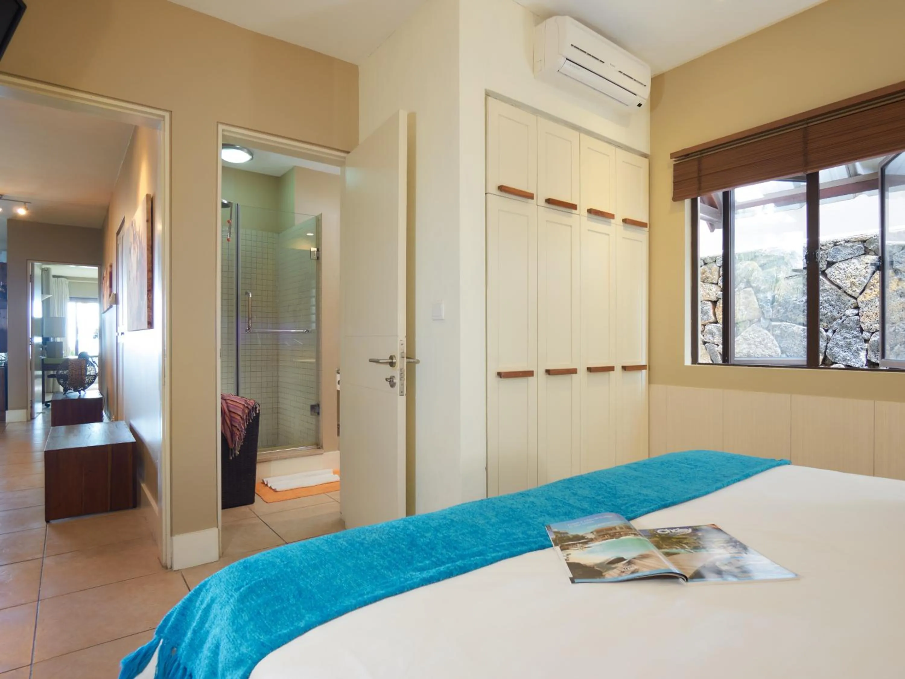 Shower, Bed in Bel Azur Beach Residence by LOV Mauritius