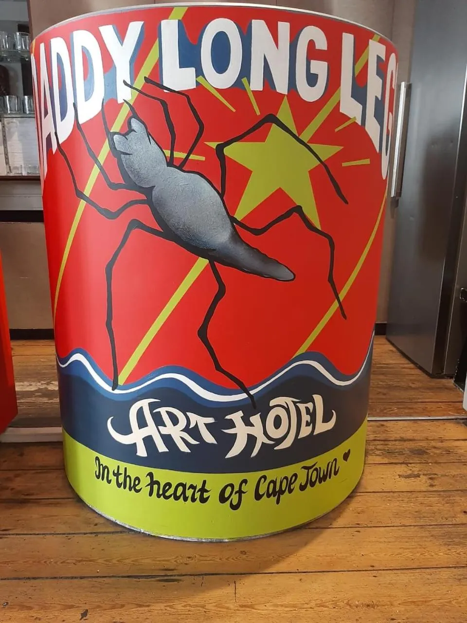 Text overlay in Daddy Long Legs Art Hotel