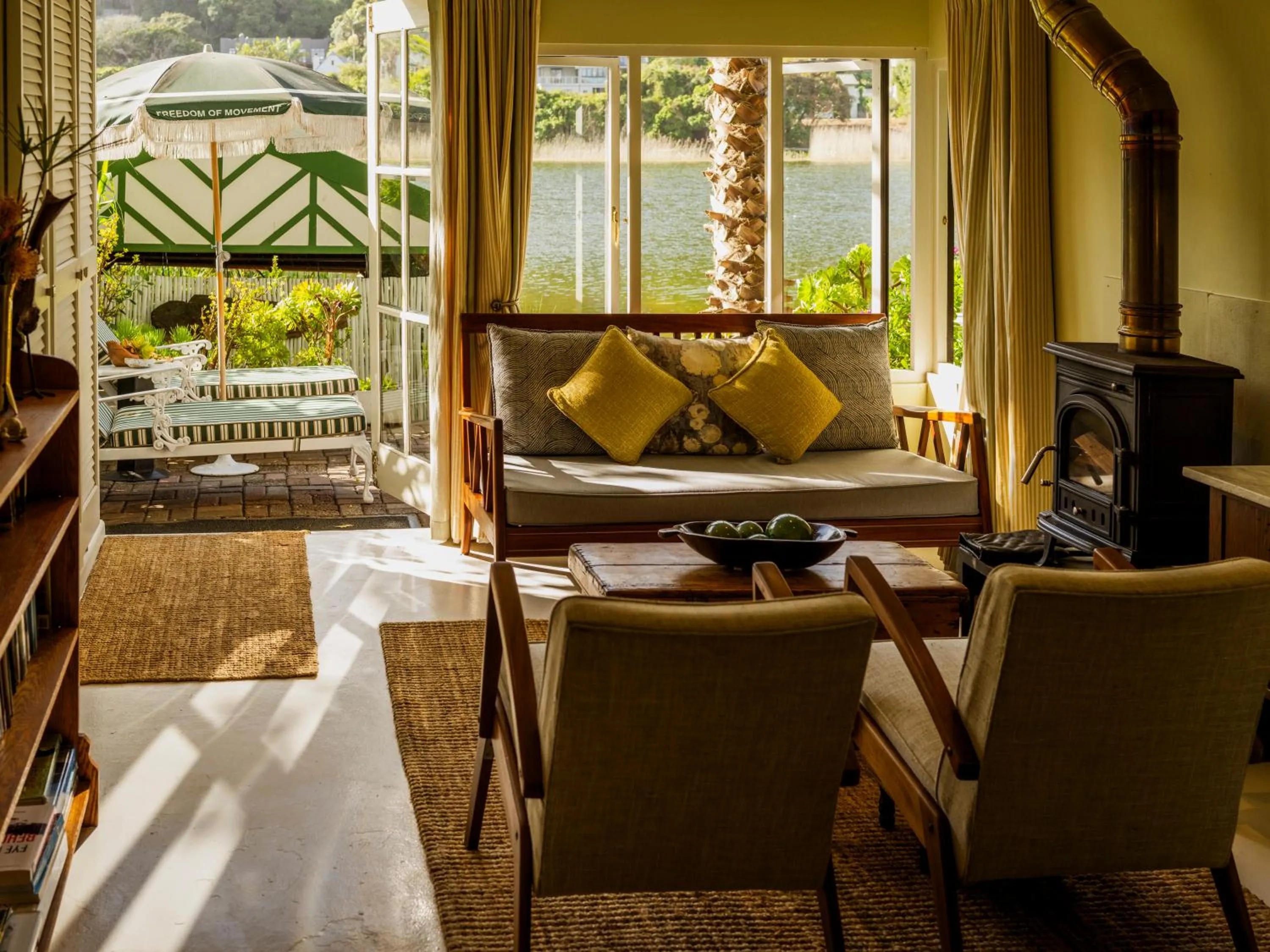 Living room in Moontide Riverside Lodge