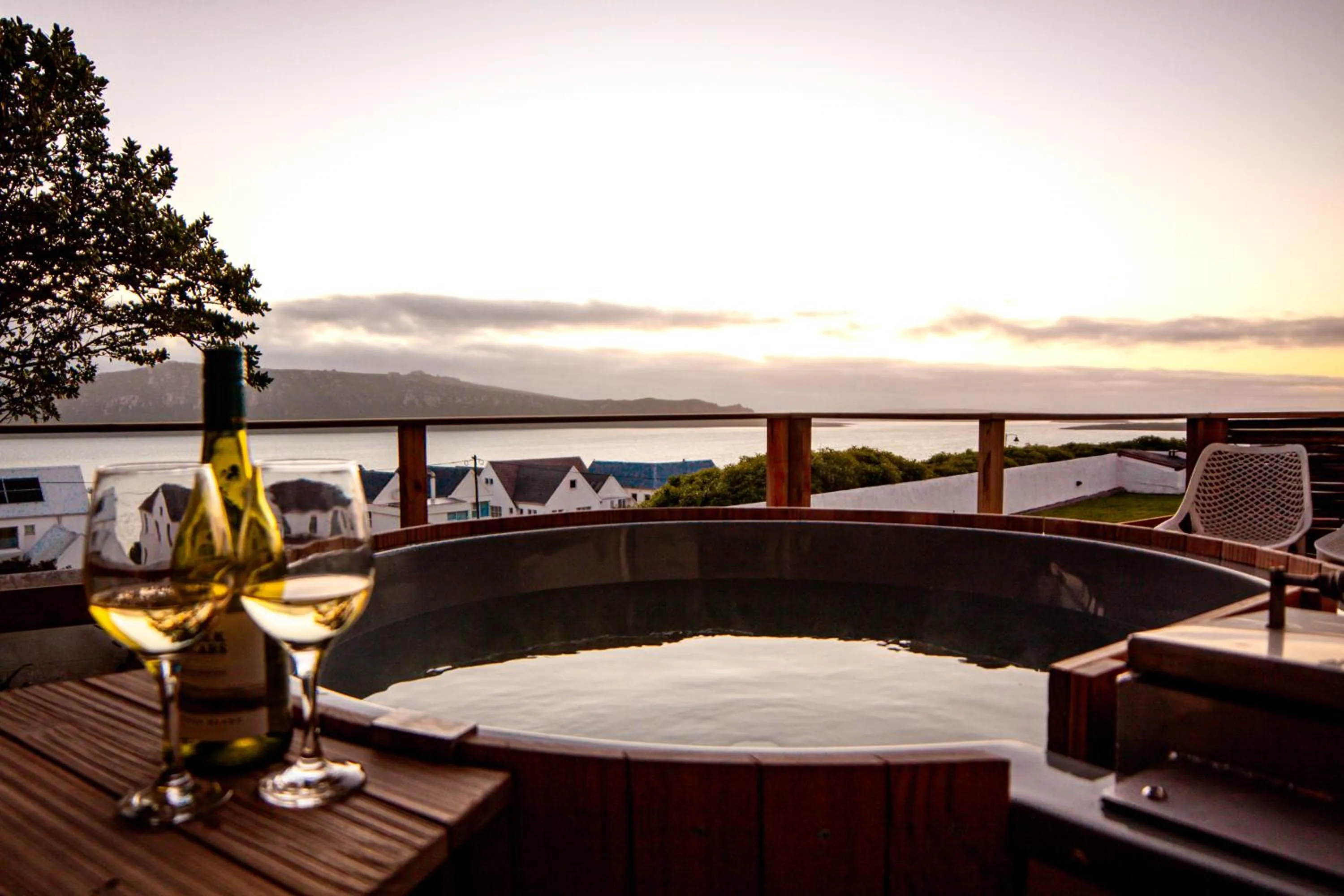 Panoramic Lagoon View with Wood Fired Hot Tub in The Farmhouse Hotel