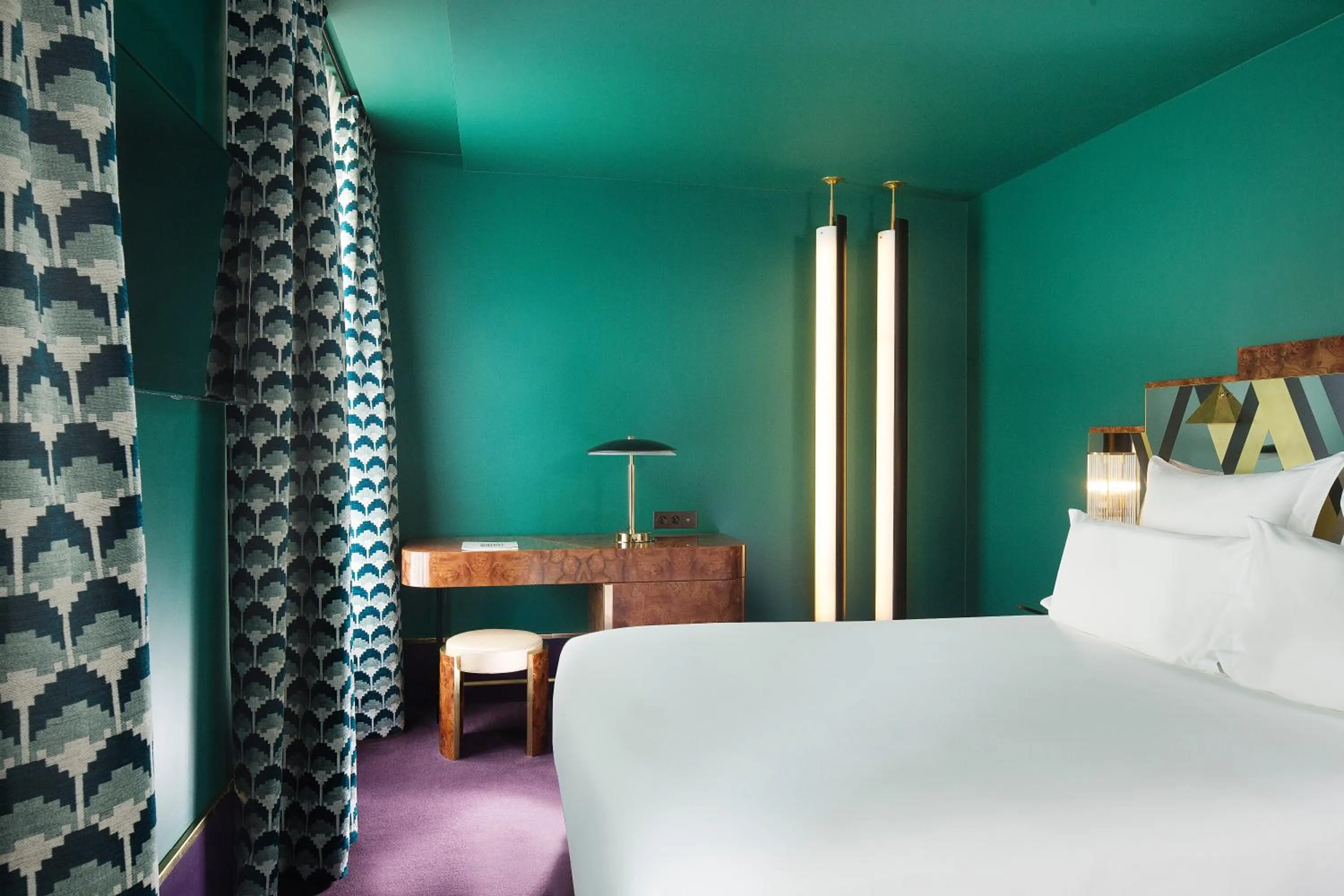 Decorative detail, Bed in Hôtel Saint-Marc