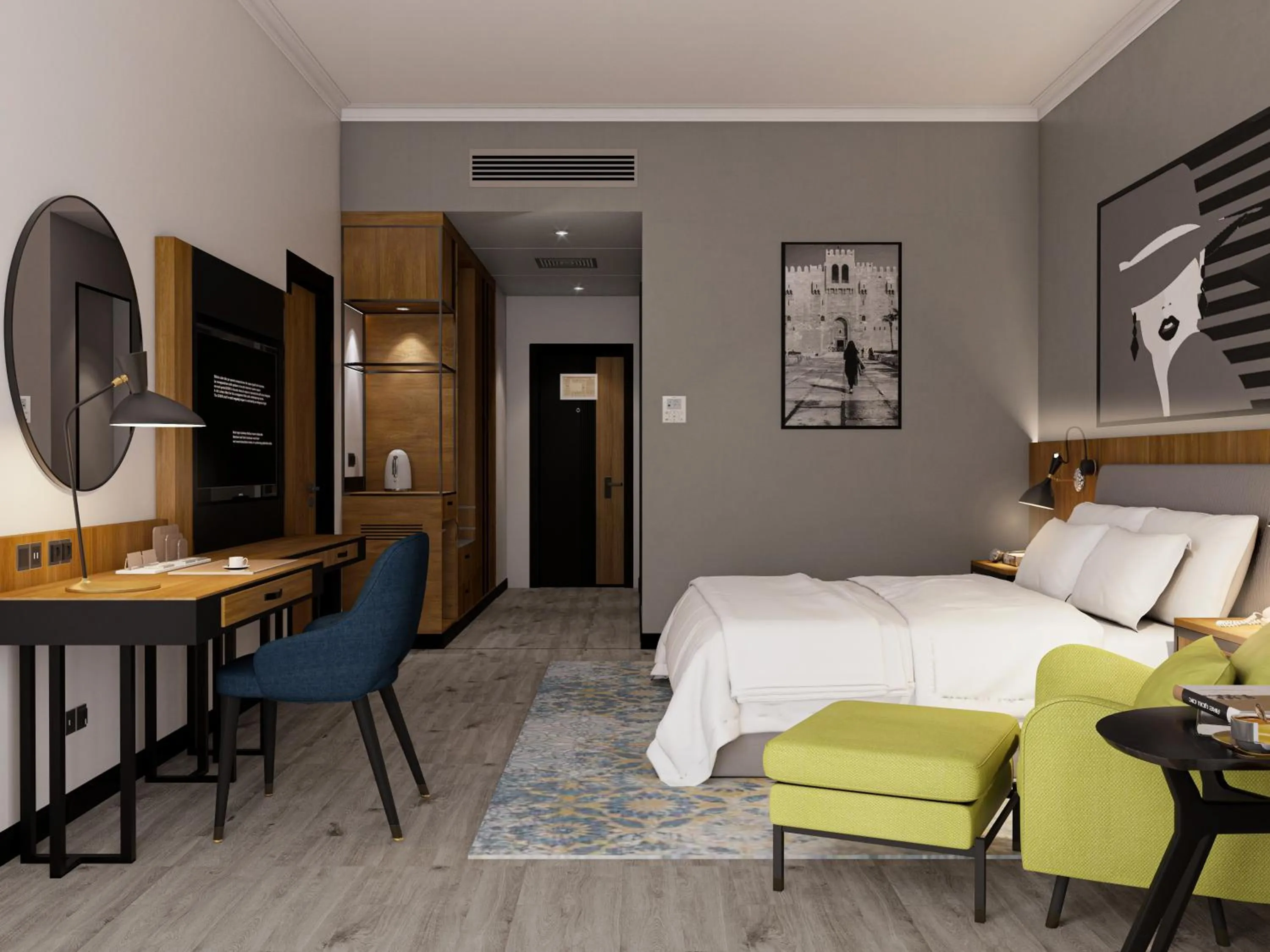 Seating area, Bed in Radisson Blu Hotel & Convention Center, Alexandria