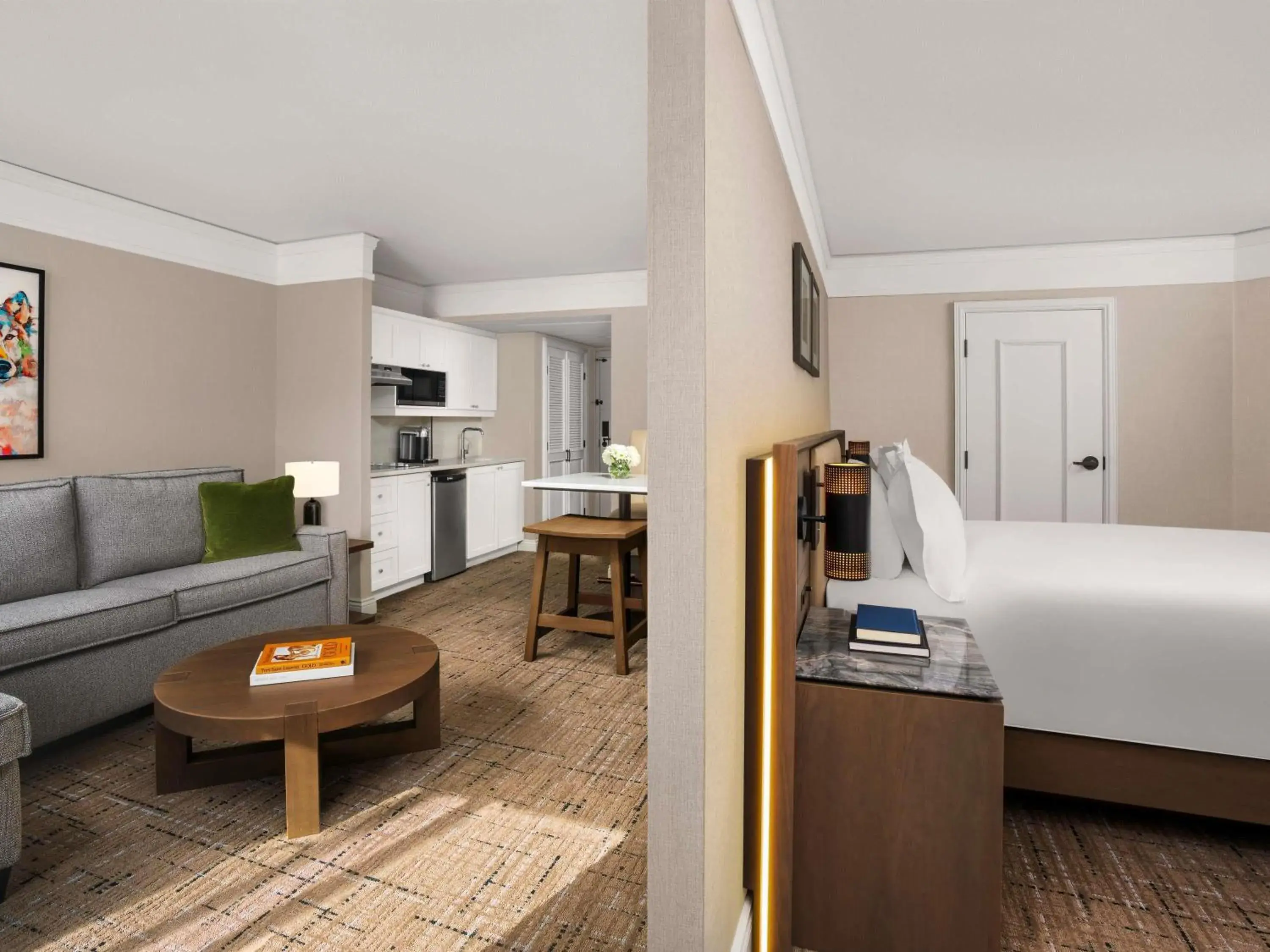 Luxury Junior Suite with One Queen Bed and Kitchenette - Newly Renovated - View Of the Village in Fairmont Tremblant Luxury Junior Suite with One Queen Bed and Kitchenette - Newly Renovated - View Of the Village in Fairmont Tremblant