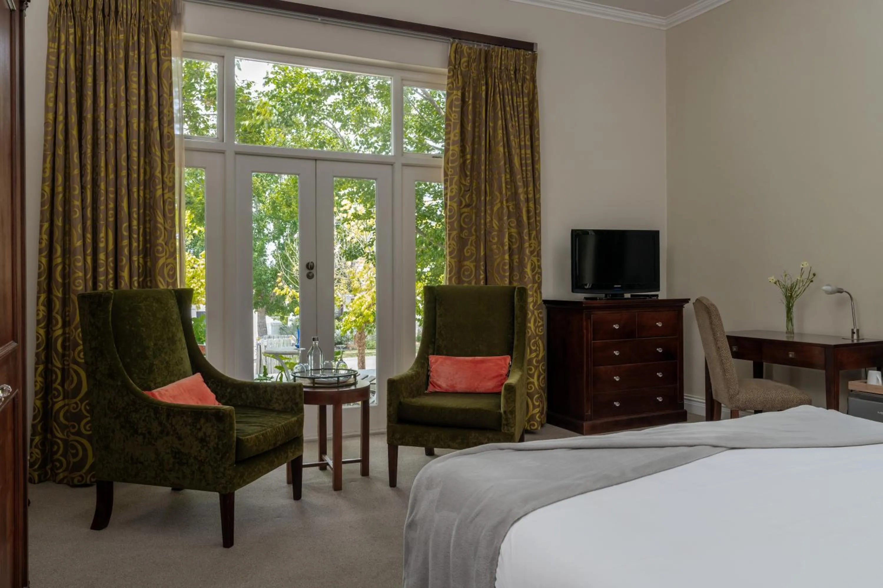 Patio, Bed in Wild Mushroom Country House