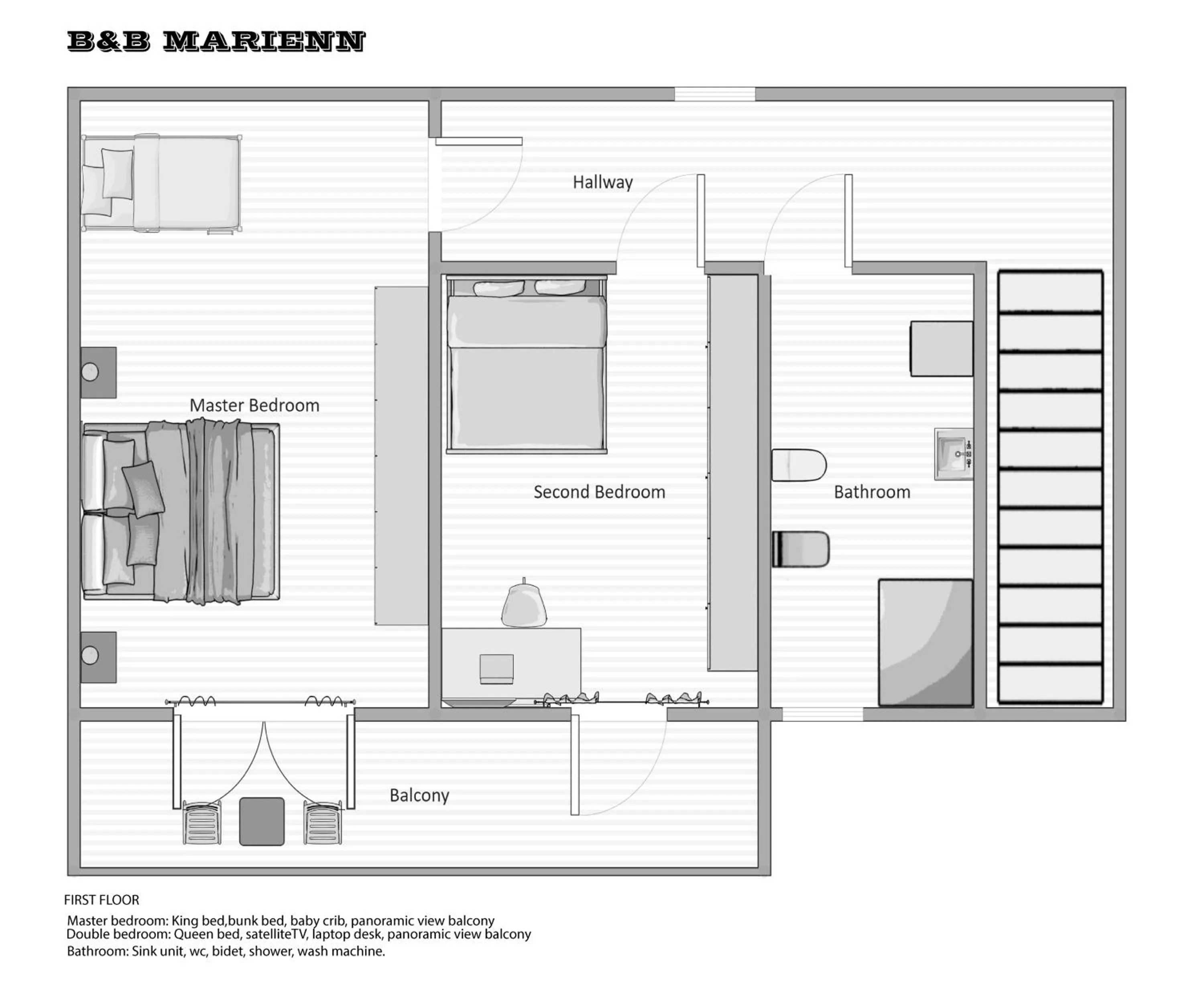 Floor plan in B&B Marienn