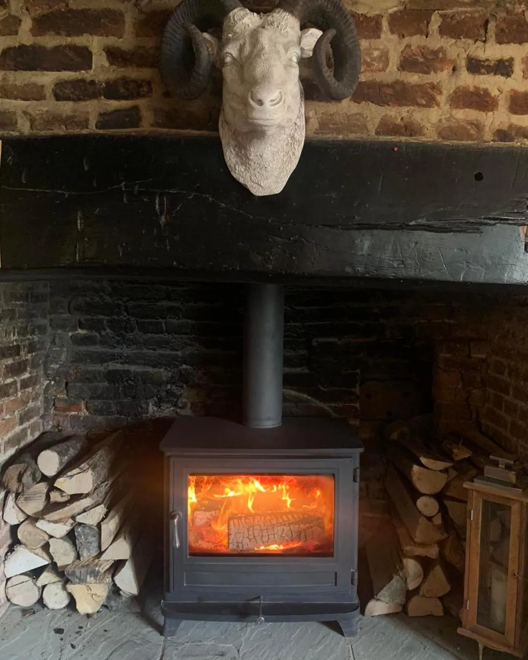 fireplace in The Bowl Inn
