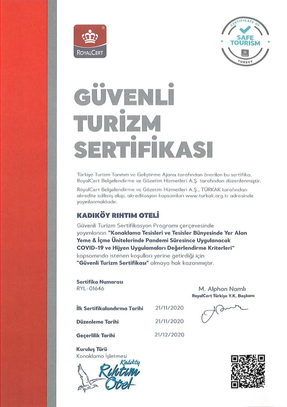 Logo/Certificate/Sign in Kadıköy Rıhtım Hotel